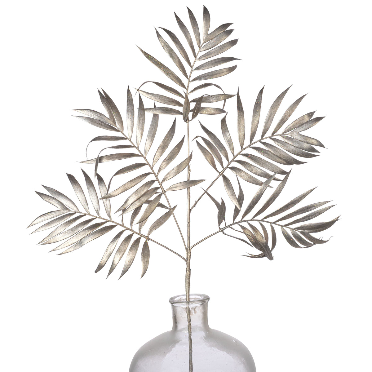 30" Plastic Metallic Palm Fern Spray: Platinum Gold Item Number: 86885PT