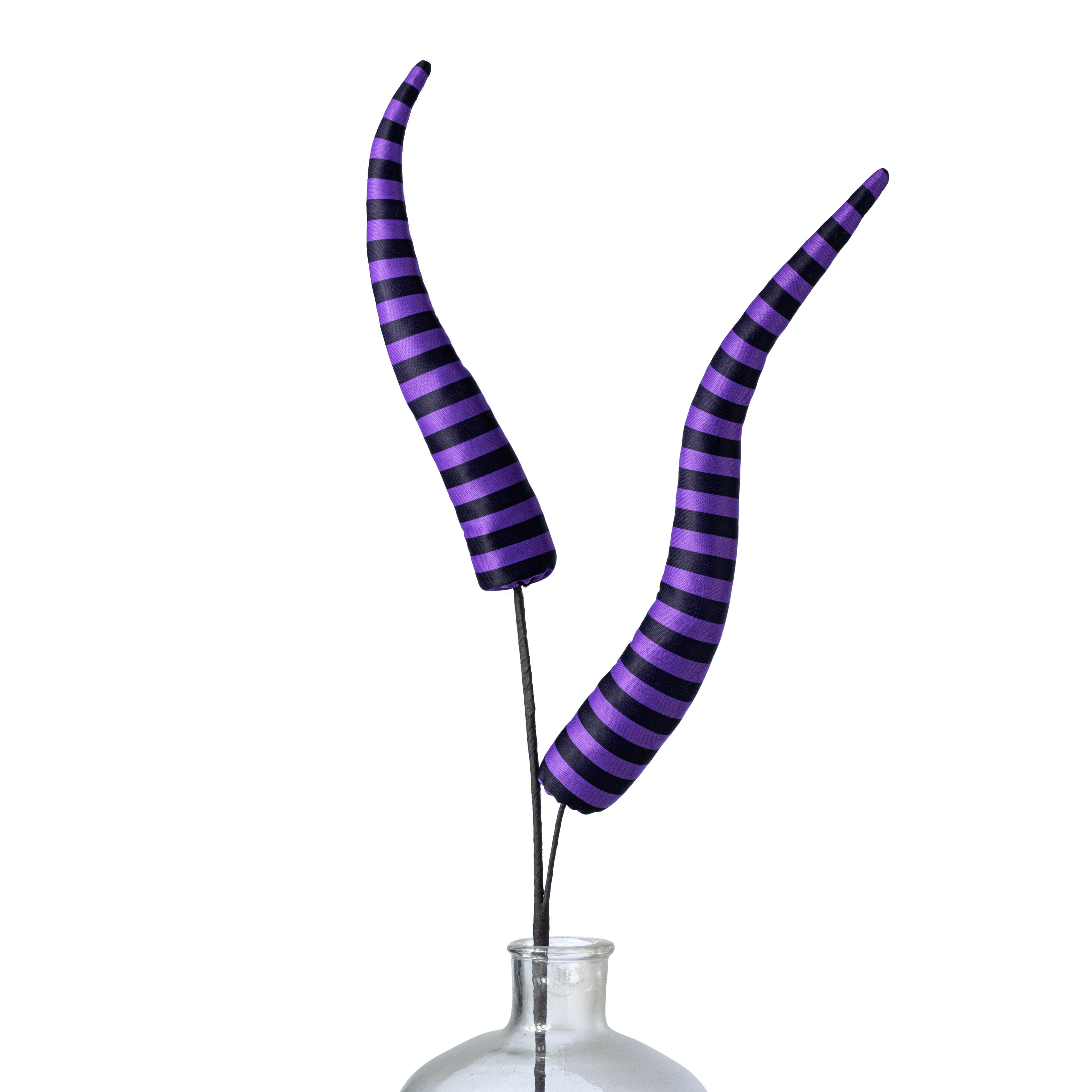 30" Stripe Fabric Horn Spray: Black & Purple Item Number: 57380BKPU