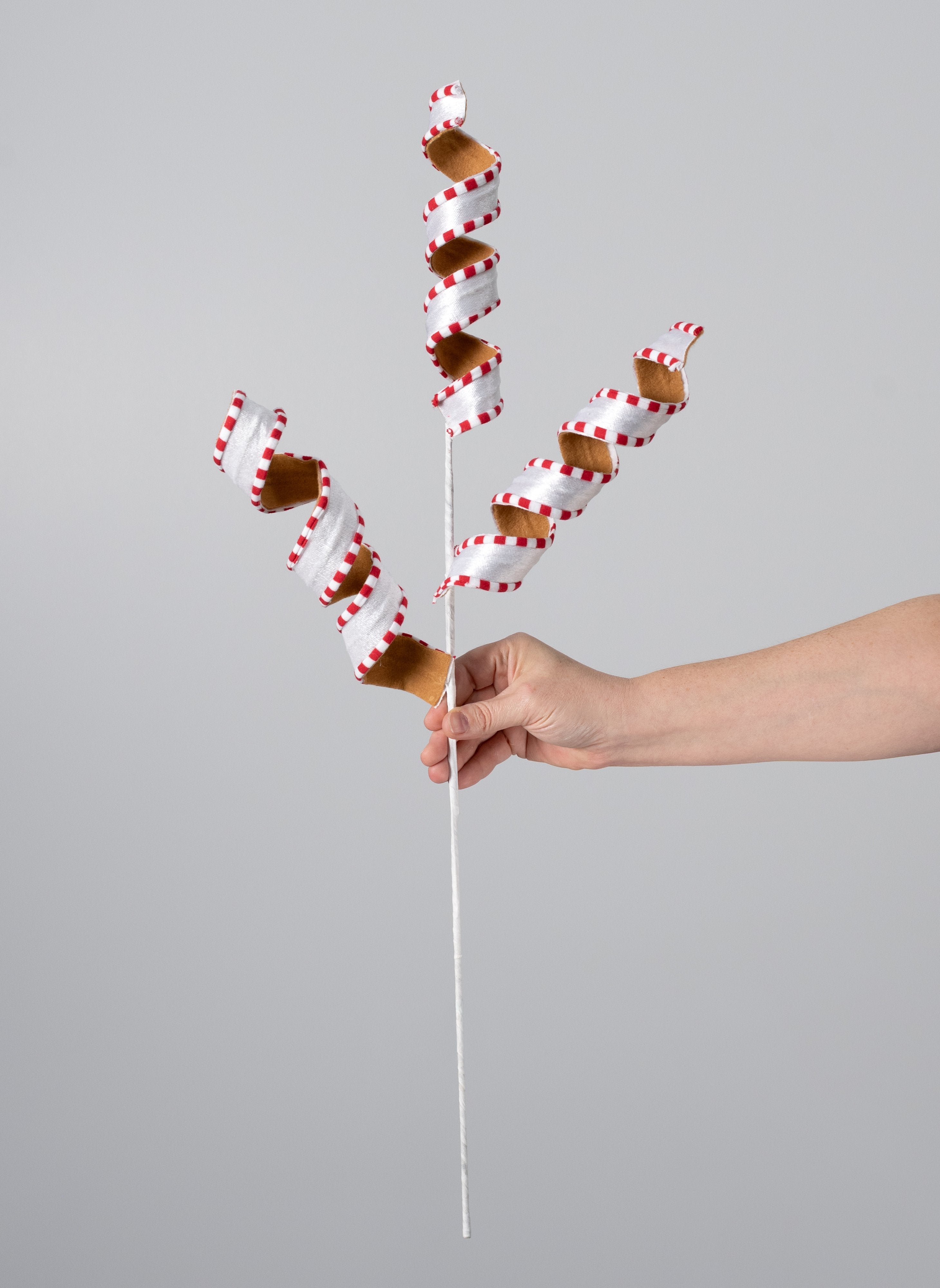 30" Velvet Curly Spray: Candy Cane Gingerbread detail photo 3