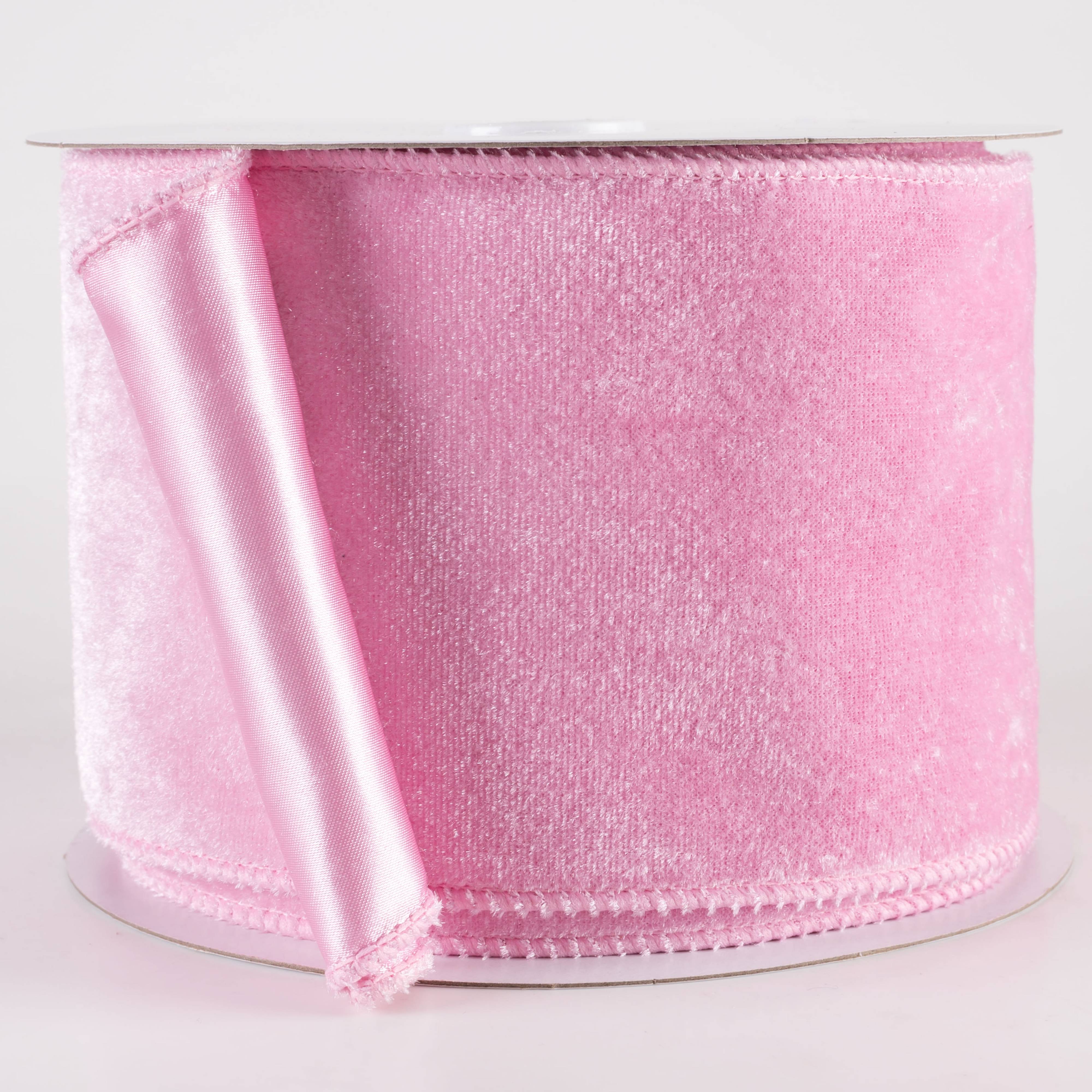 4" Deluxe Velvet Satin Backing Ribbon: Light Pink (10 Yards)