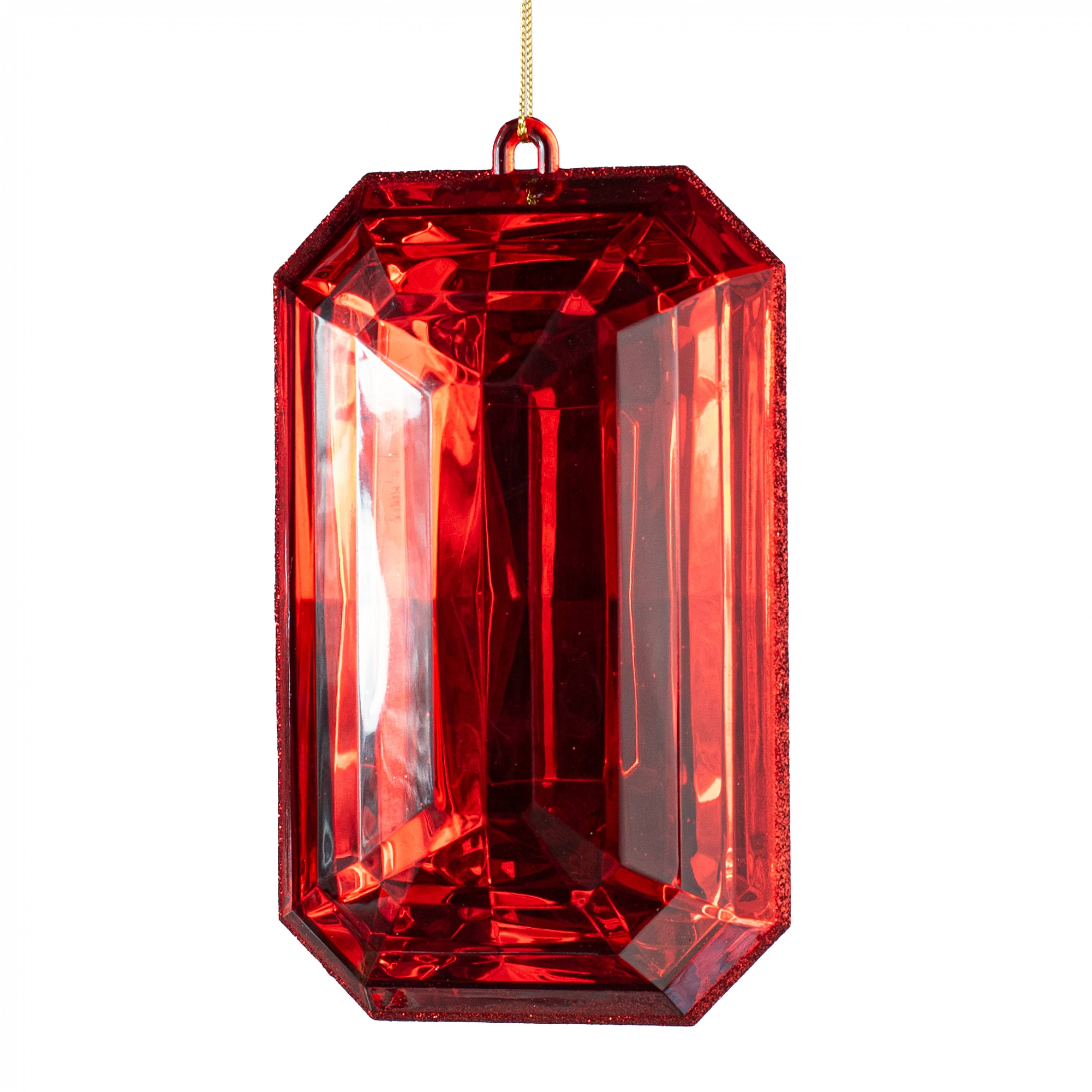 7.75" Tall Jewel Gem Ornament: Red