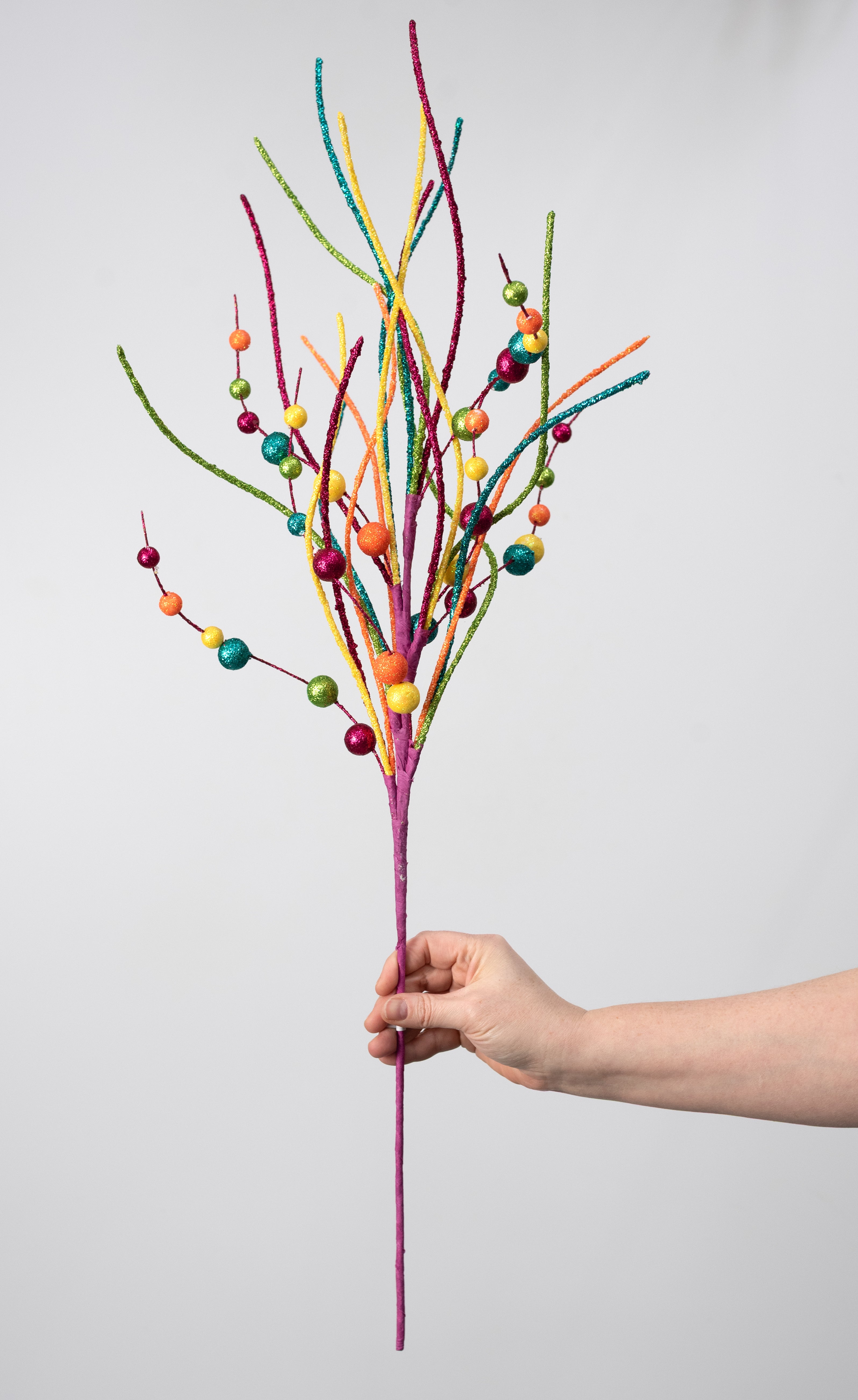 31" Glittered Balls & Twigs Spray: Fiesta detail photo 3