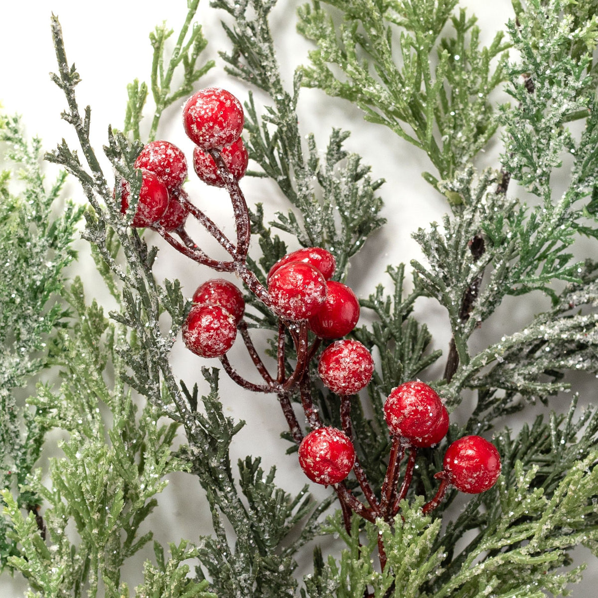 31" Mixed Cedar, Pine & Berry Spray: Red & Green Lifestyle Photo