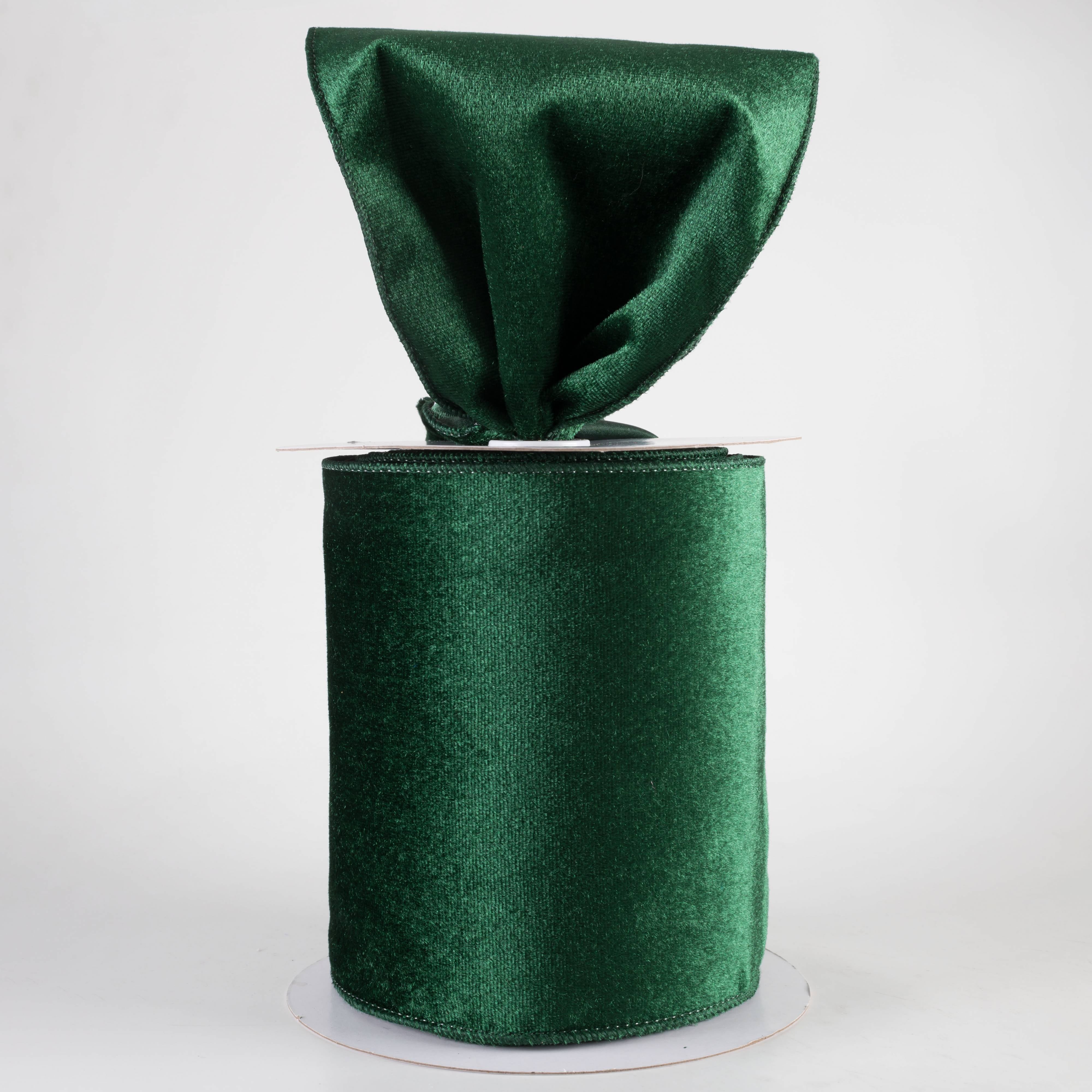 6" Deluxe Velvet Satin Backing Ribbon: Hunter Green (10 Yards)