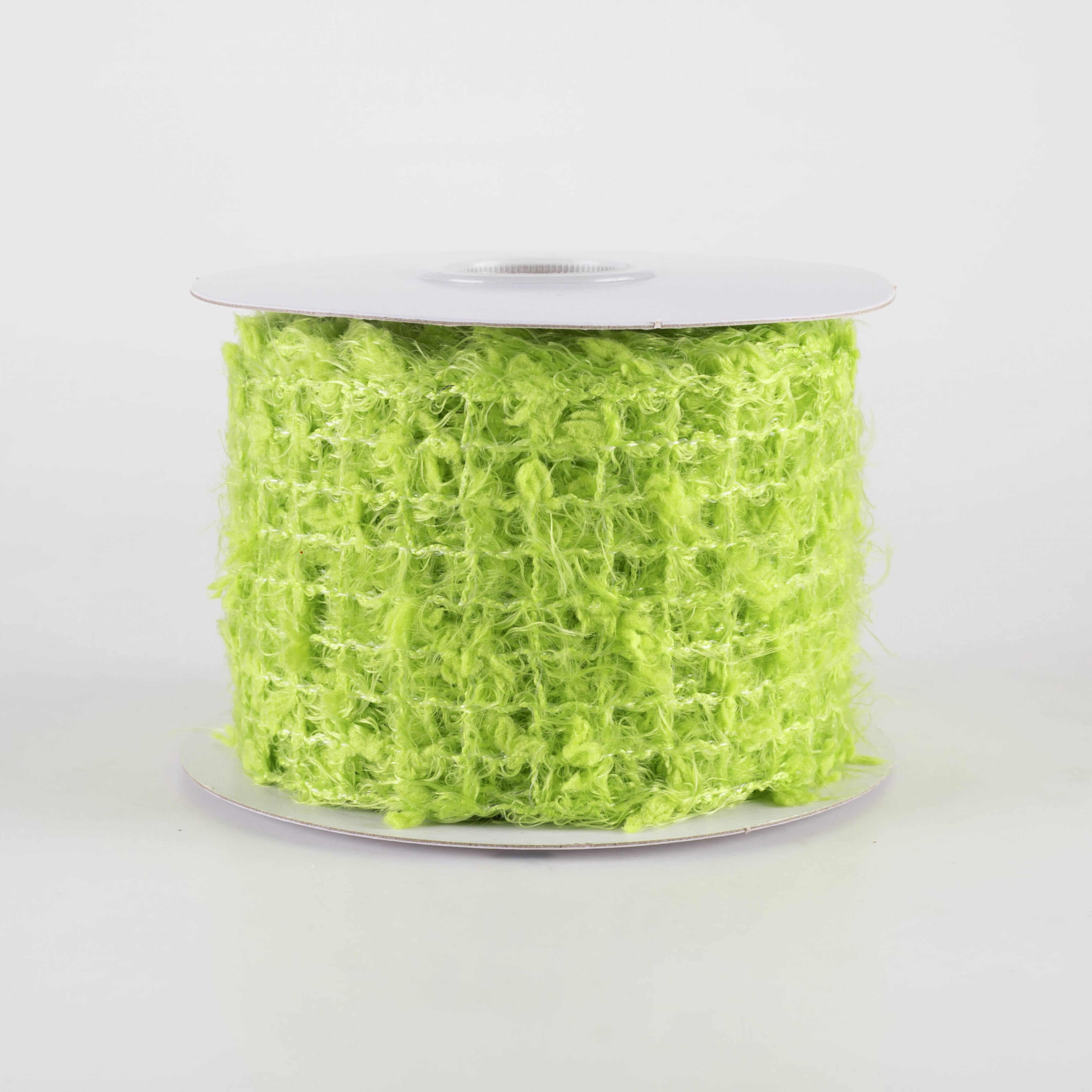 2.5" Fuzzy Open Weave Burlap Ribbon: Kiwi Green (10 Yards)