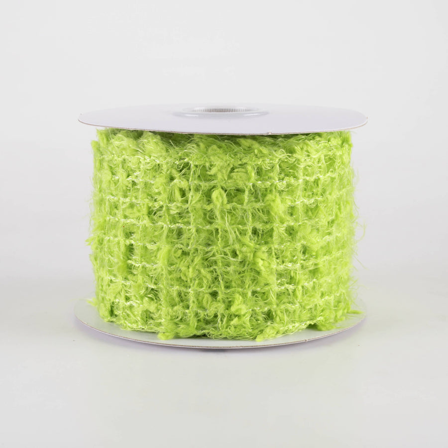 2.5" Fuzzy Open Weave Burlap Ribbon: Kiwi Green (10 Yards)