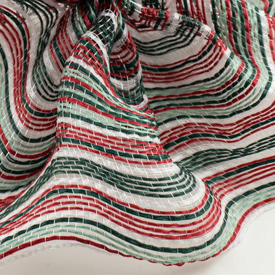 10" Striation Stripes Fabric Mesh: Red, Hunter & Mint Green
