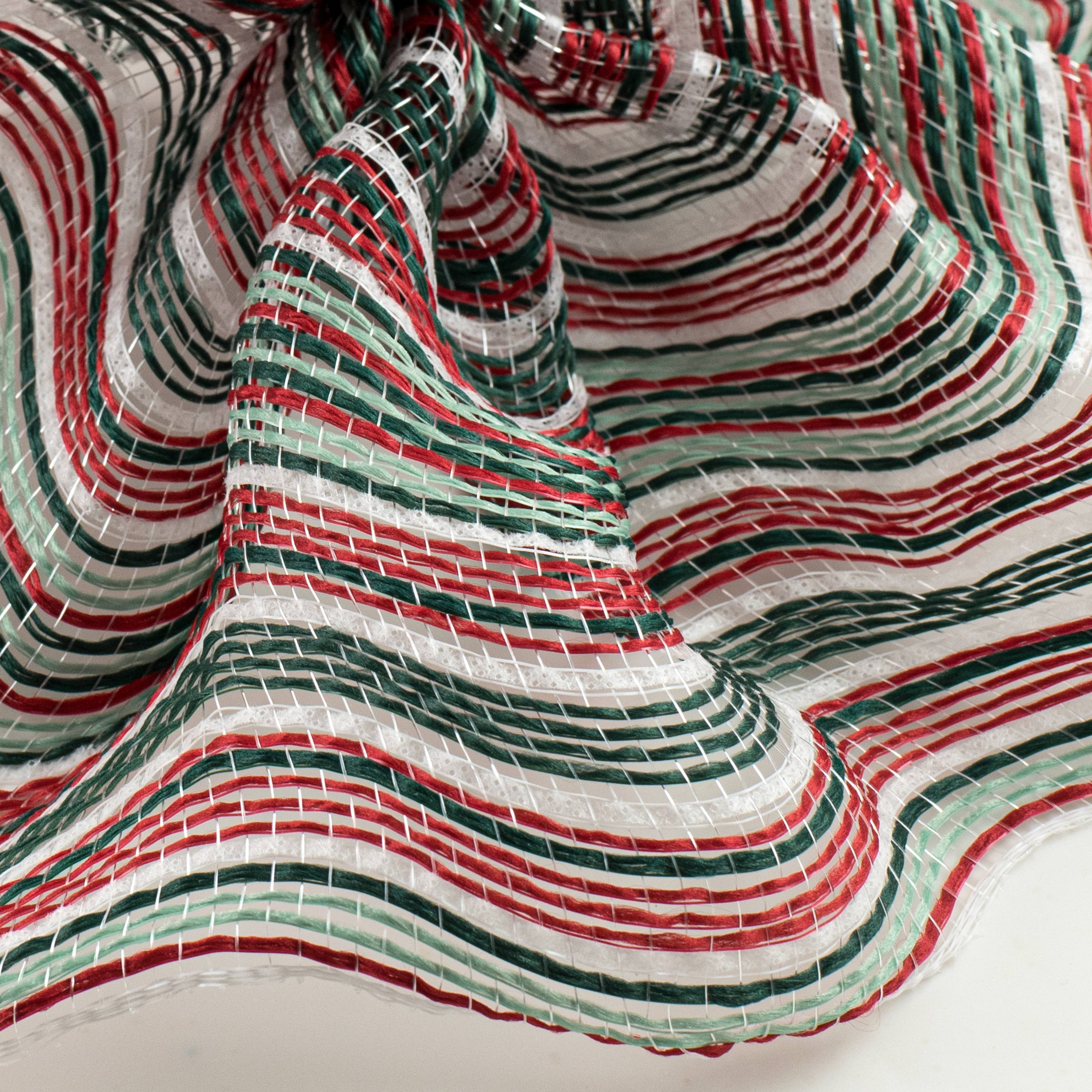 10" Striation Stripes Fabric Mesh: Red, Hunter & Mint Green