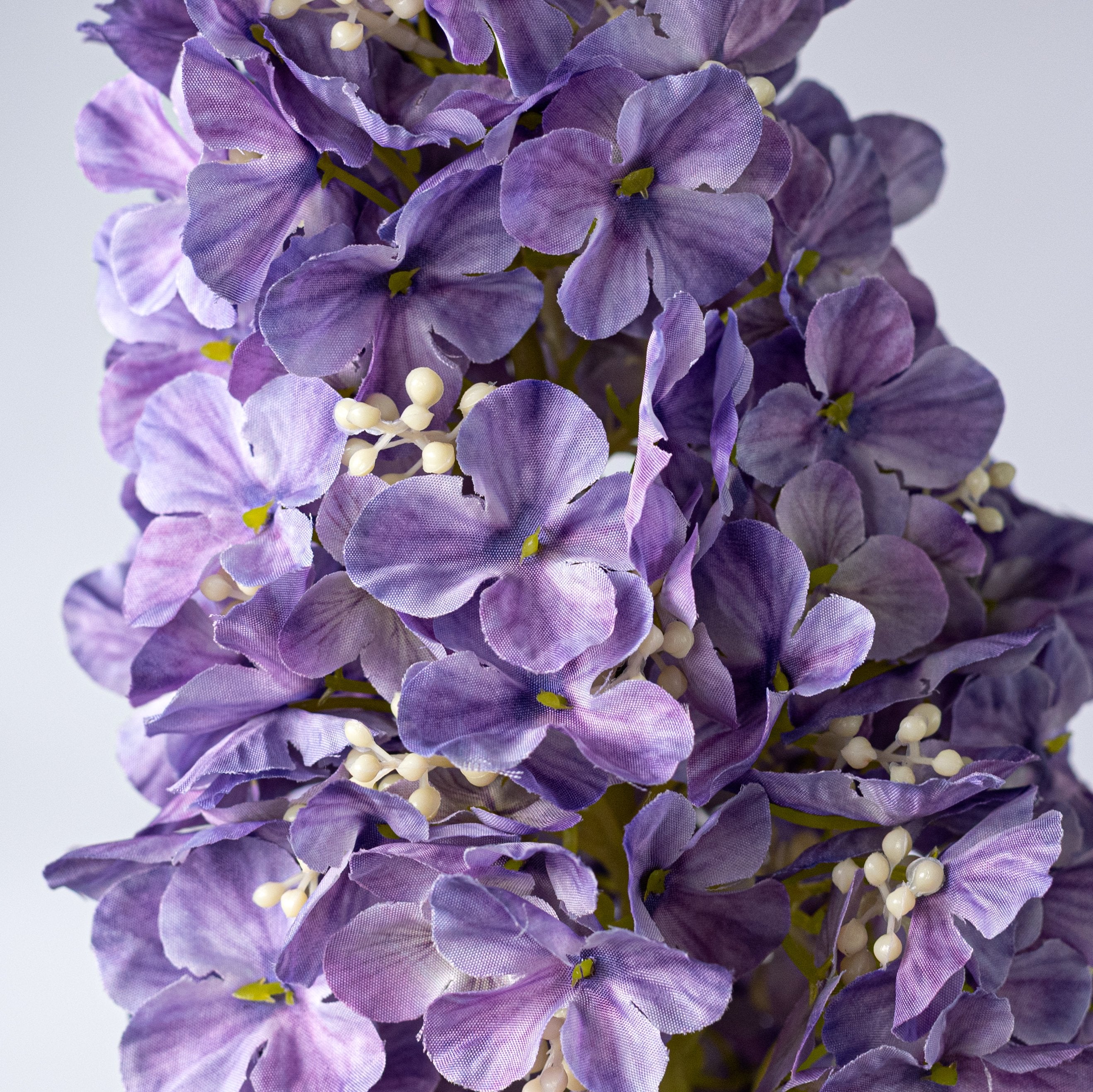32" Fabric Cone Hydrangea Stem: Lavender Purple Lifestyle Photo