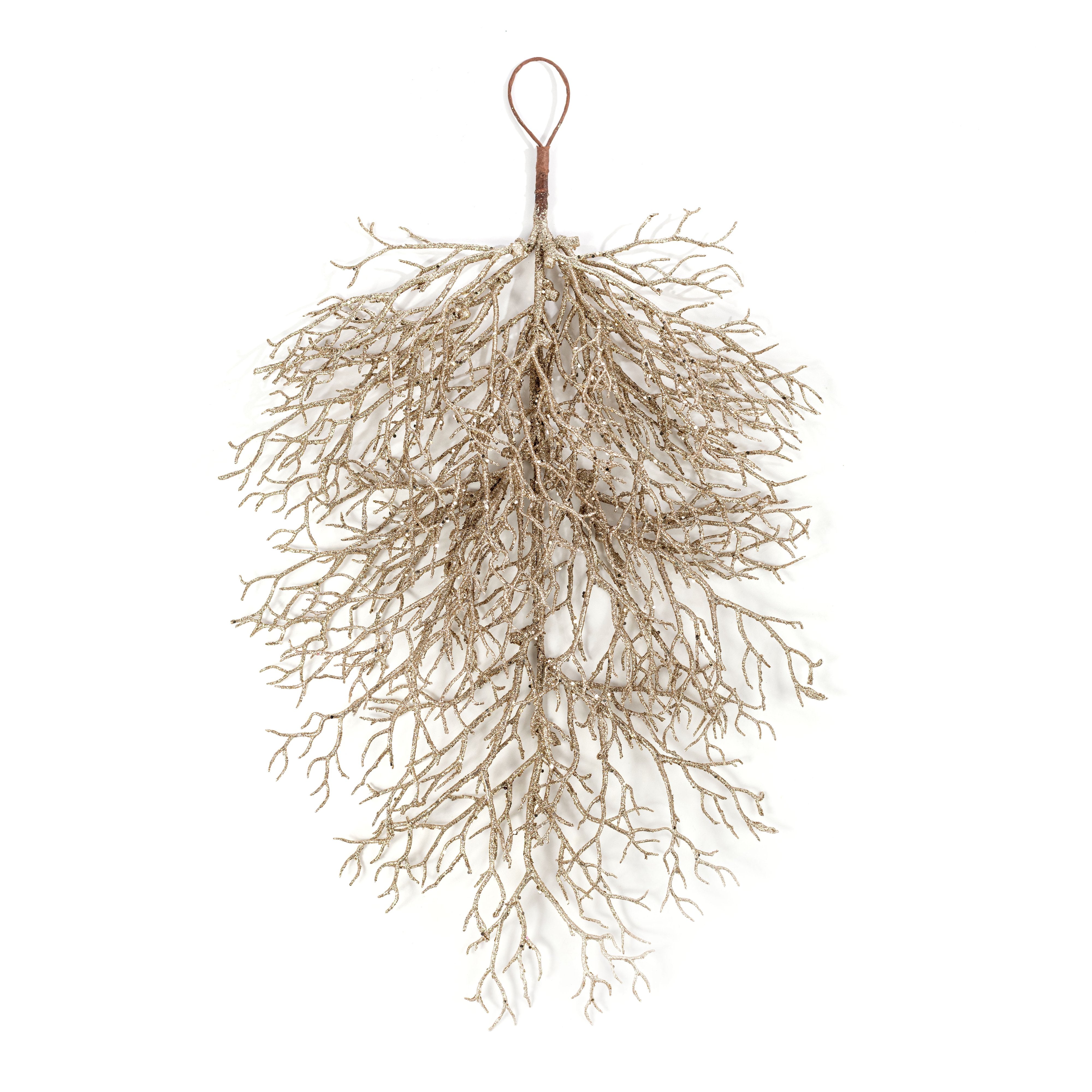 32" Glittered Twig Teardrop: Champagne Gold Item Number: 31540