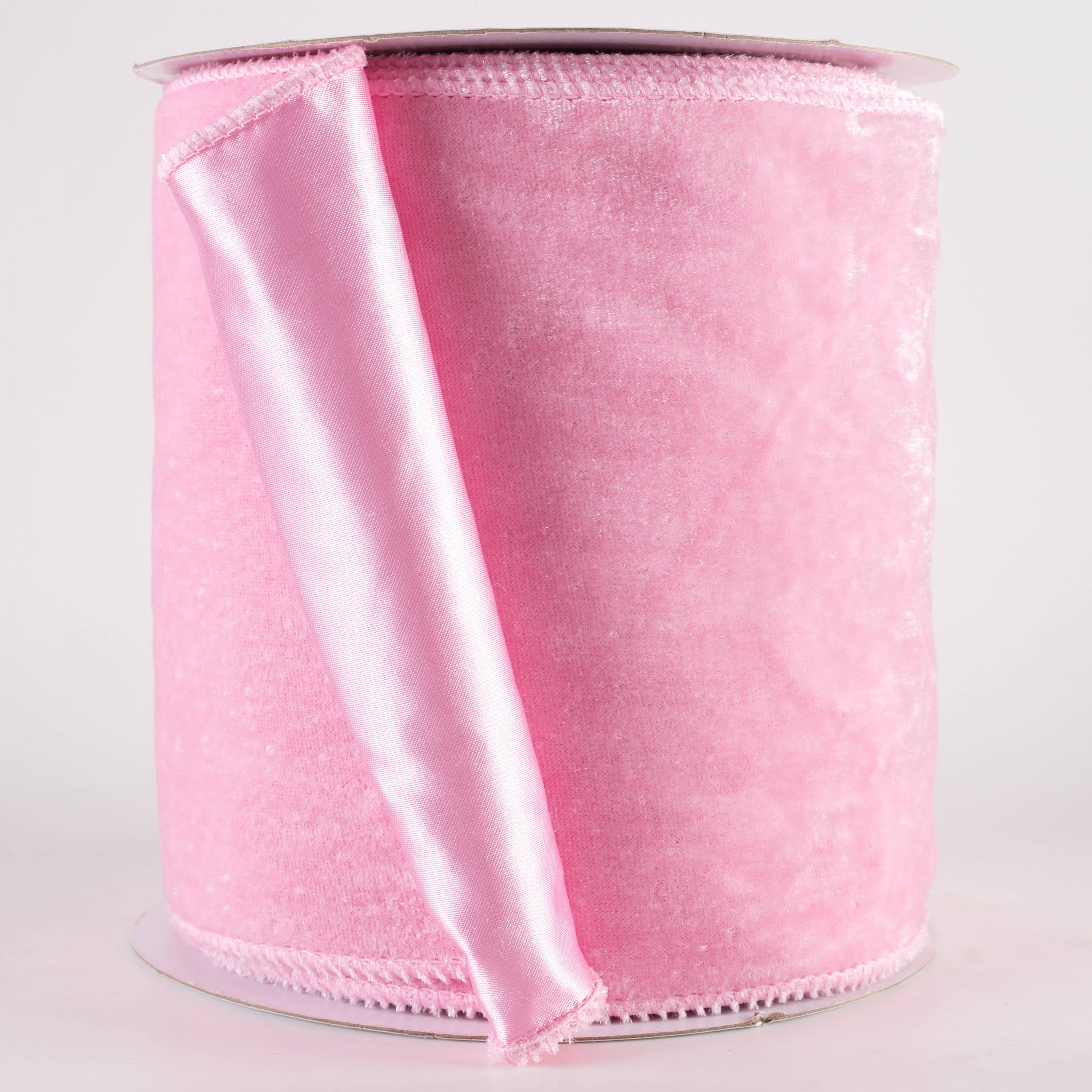 6" Deluxe Velvet Satin Backing Ribbon: Light Pink (10 Yards)