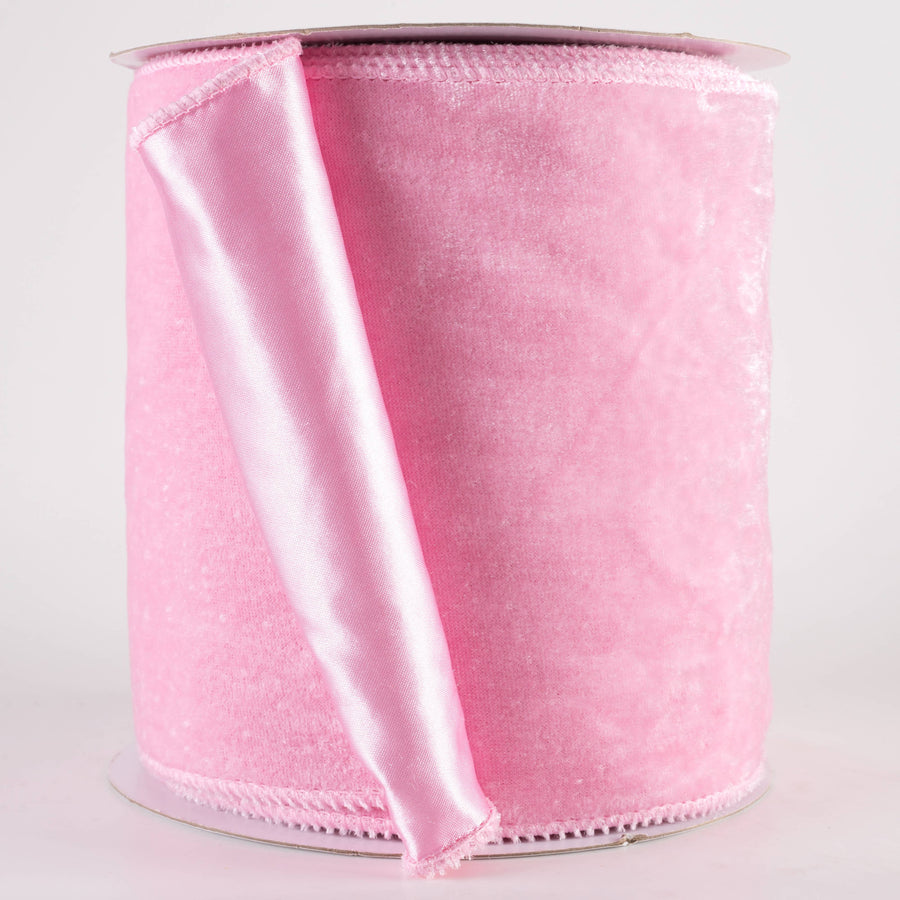 6" Deluxe Velvet Satin Backing Ribbon: Light Pink (10 Yards)