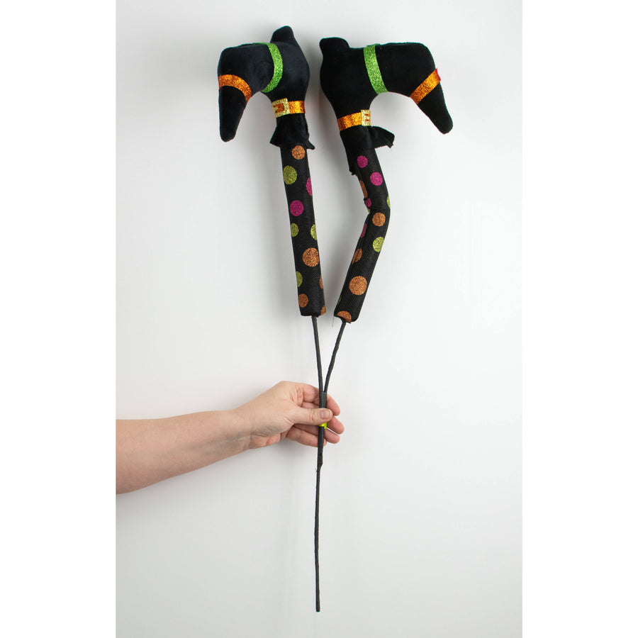 30" Glitter Halloween Polka Dot Witch Legs Spray