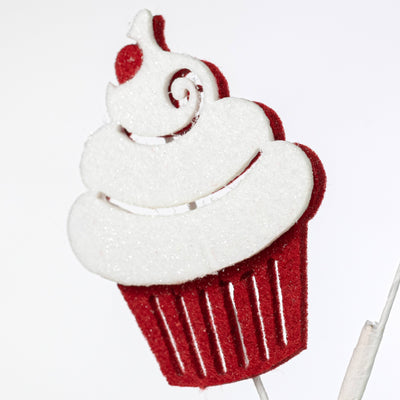 30" Glittered Felt Cupcake Spray: Red & White