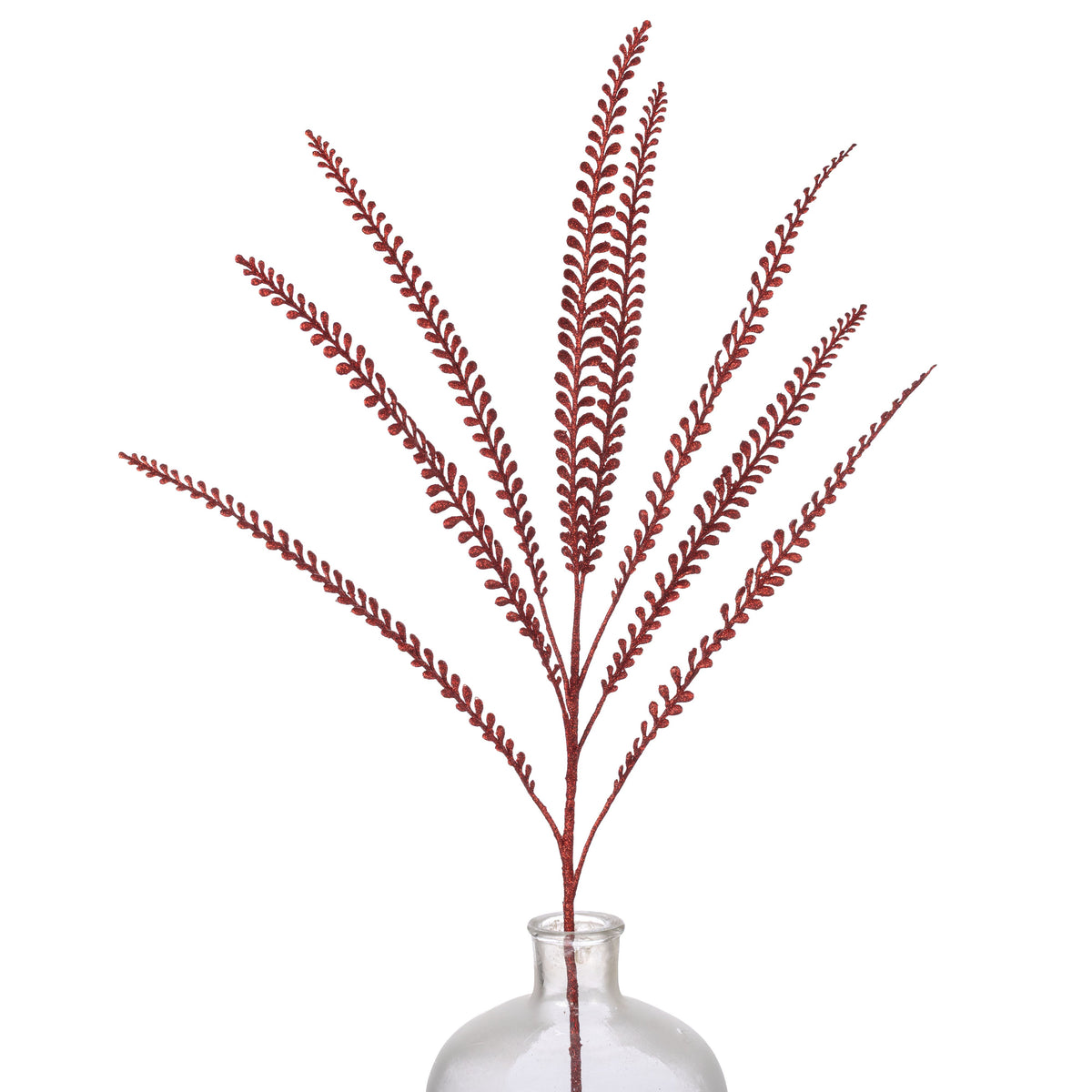 33" Plastic Glitter Button Fern Leaves Spray: Red Item Number: 86890RD