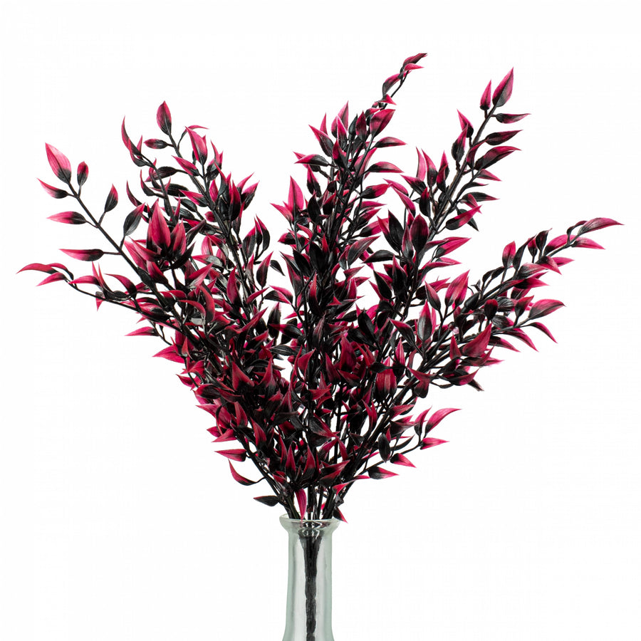 17" Halloween Leaf Bush: Fuchsia Pink & Black