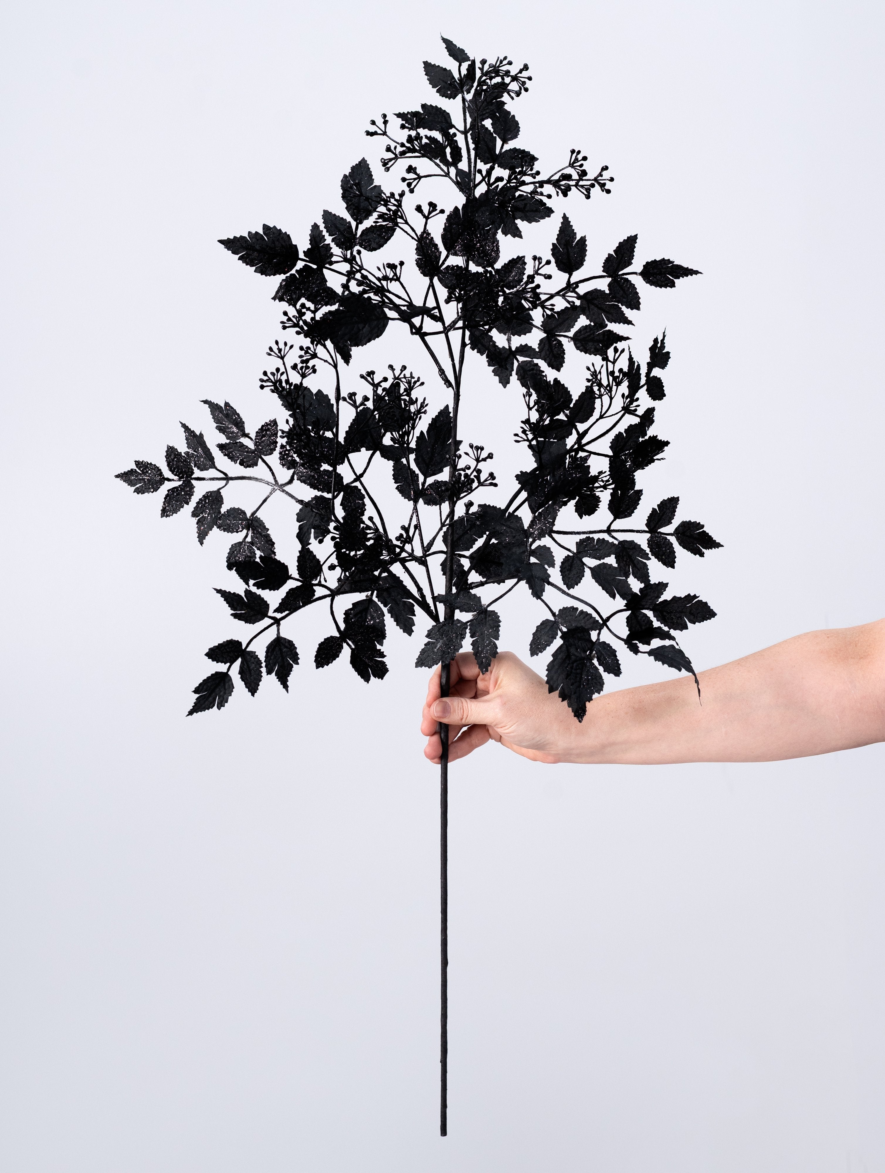 34" Berries & Leaves Greenery Spray: Black detail photo 3