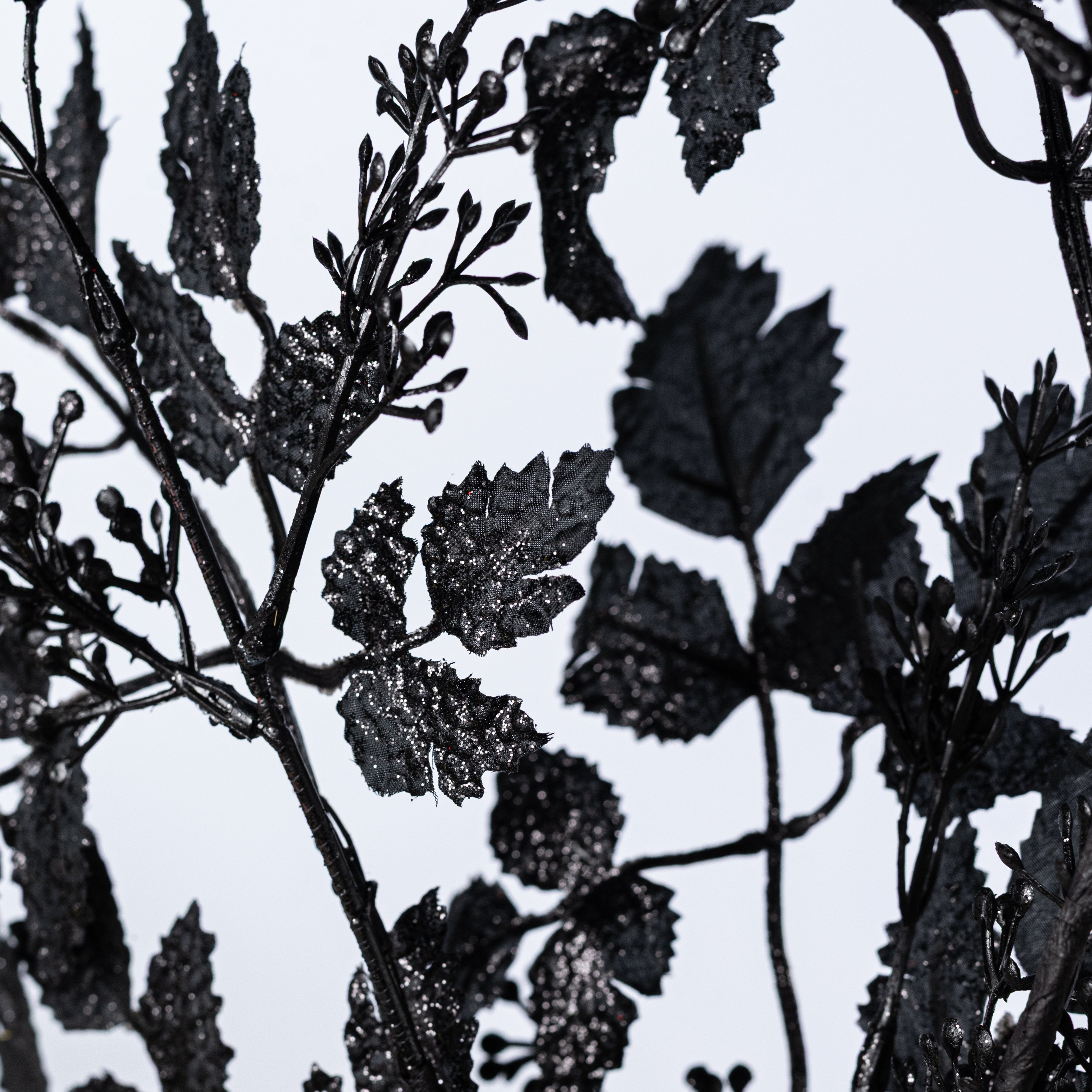 34" Berries & Leaves Greenery Spray: Black detail photo 4