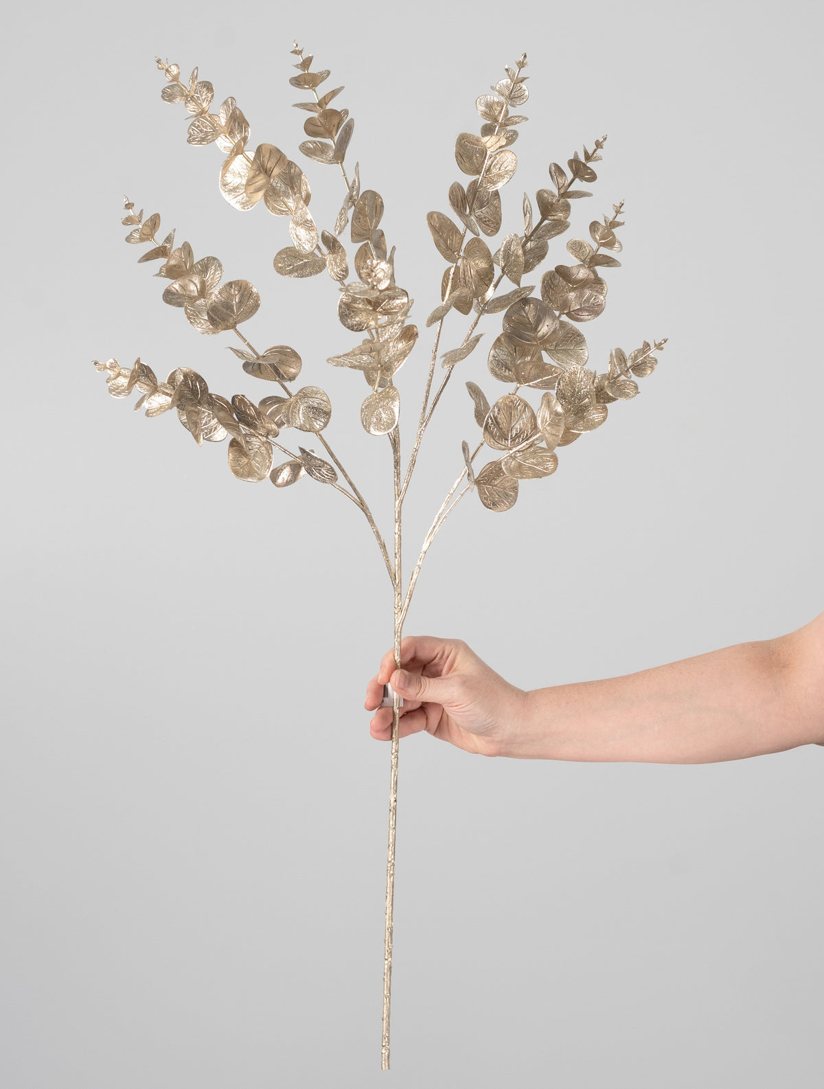 34" Faux Eucalyptus Spray: Champagne Gold detail photo 3