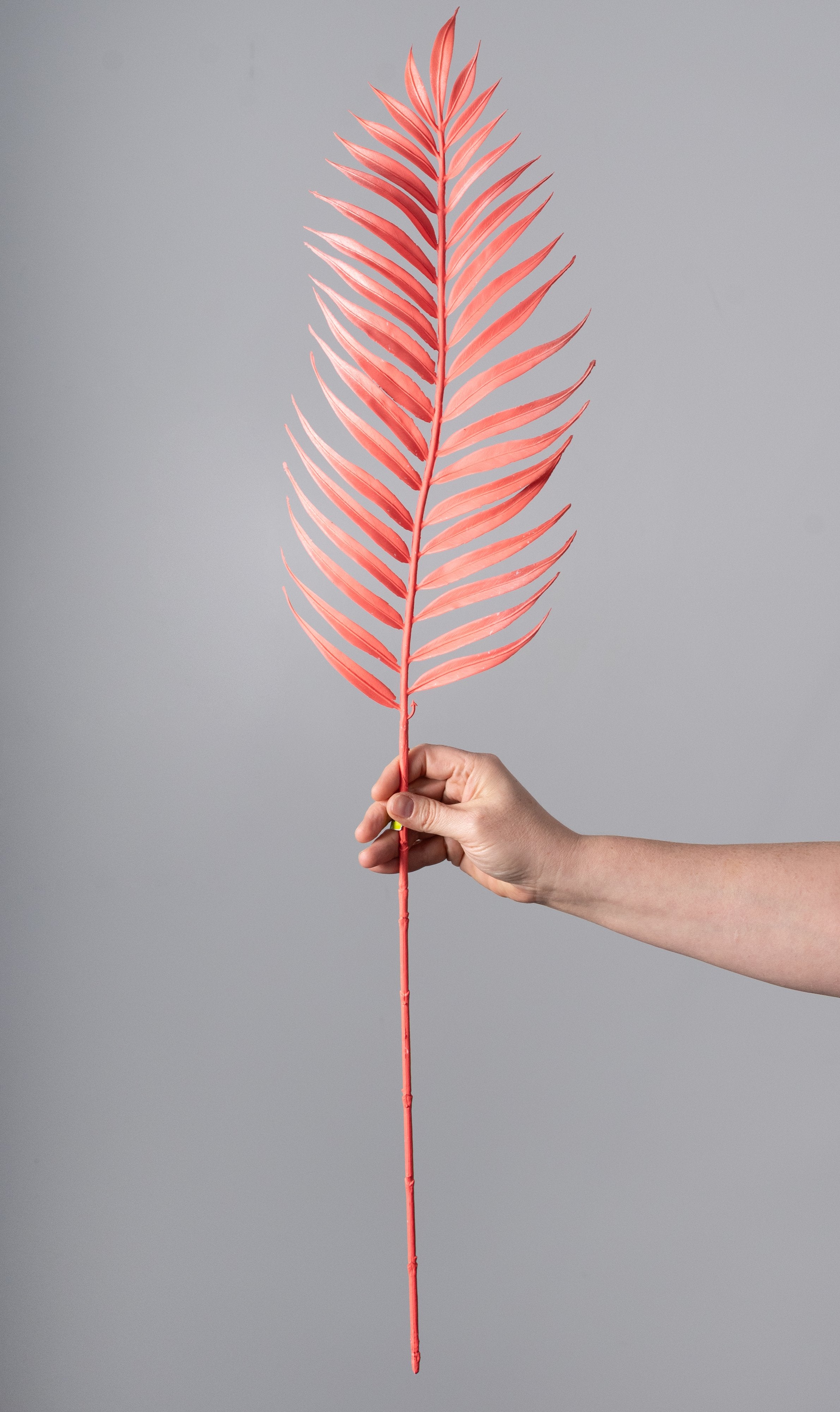 34" Plastic Palm Leaf Spray: Coral detail photo 3