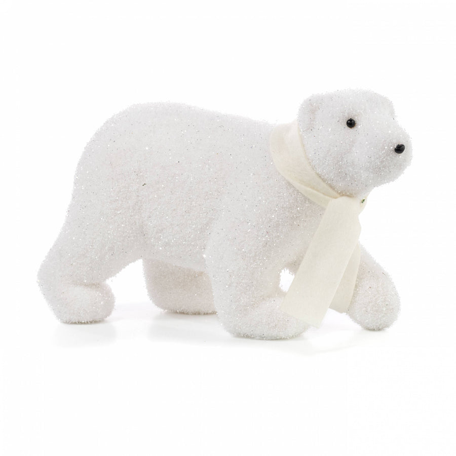 13" Flocked Polar Bear Decoration