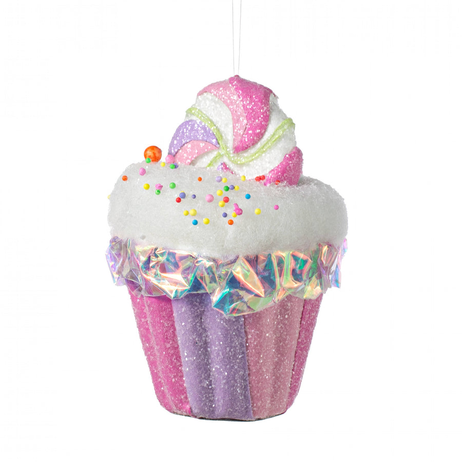 6" Iridescent Cupcake Ornament: Pastel Candy