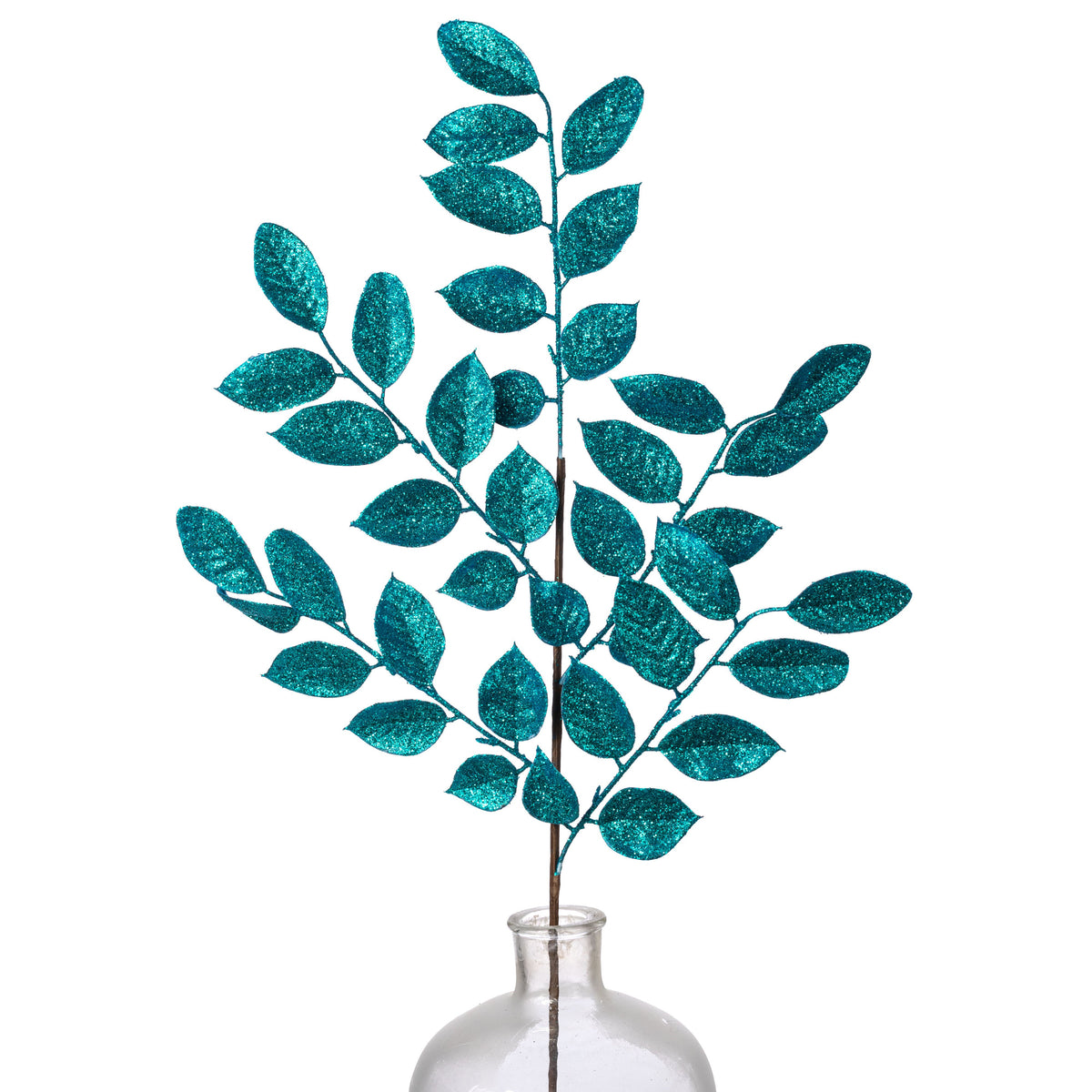 35" Glitter Leaves Spray: Peacock Blue Item Number: 276619