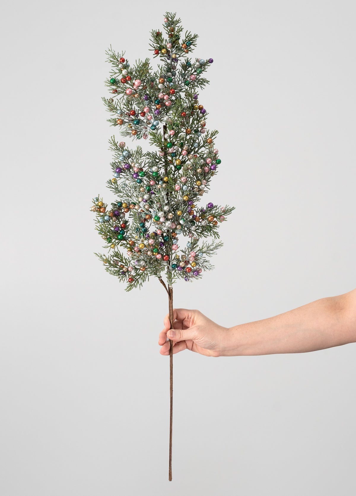 35" Glittered Cedar & Berry Spray: Multicolor detail photo 3