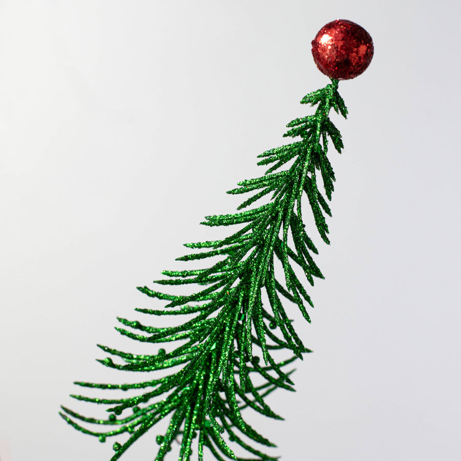 28" Glitter Christmas Trees Spray: Red & Green
