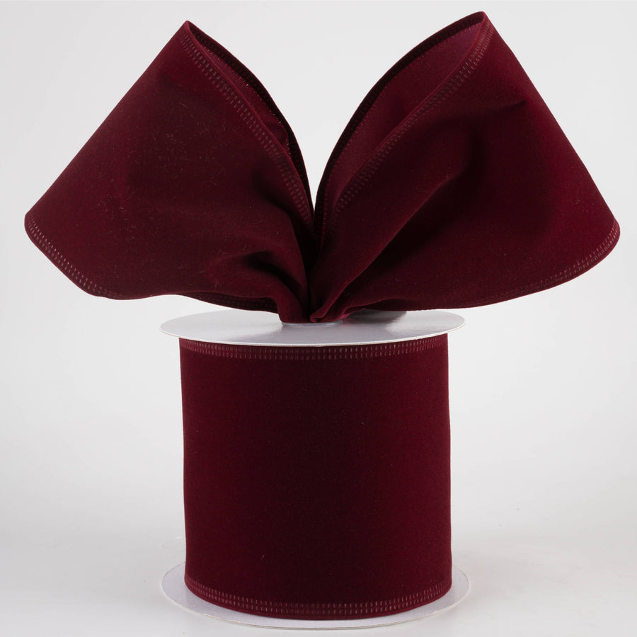 4" Value Velvet Ribbon: Burgundy Red (10 Yards)