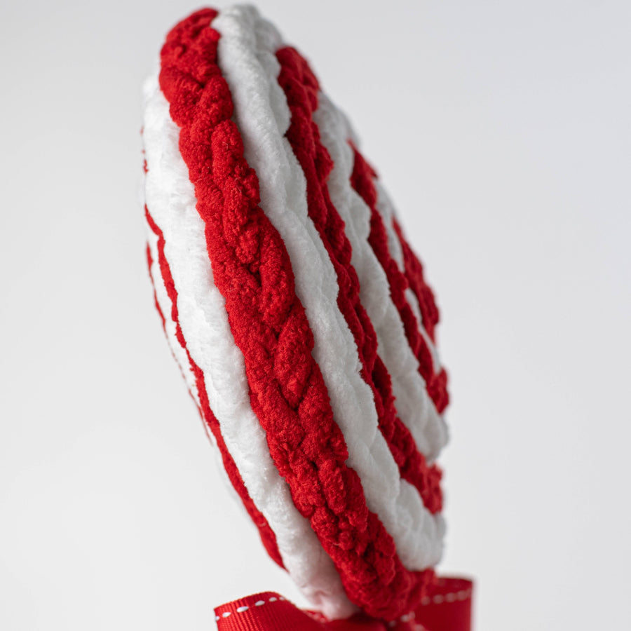 22" Chenille Yarn Lollipop Spray: Red & White