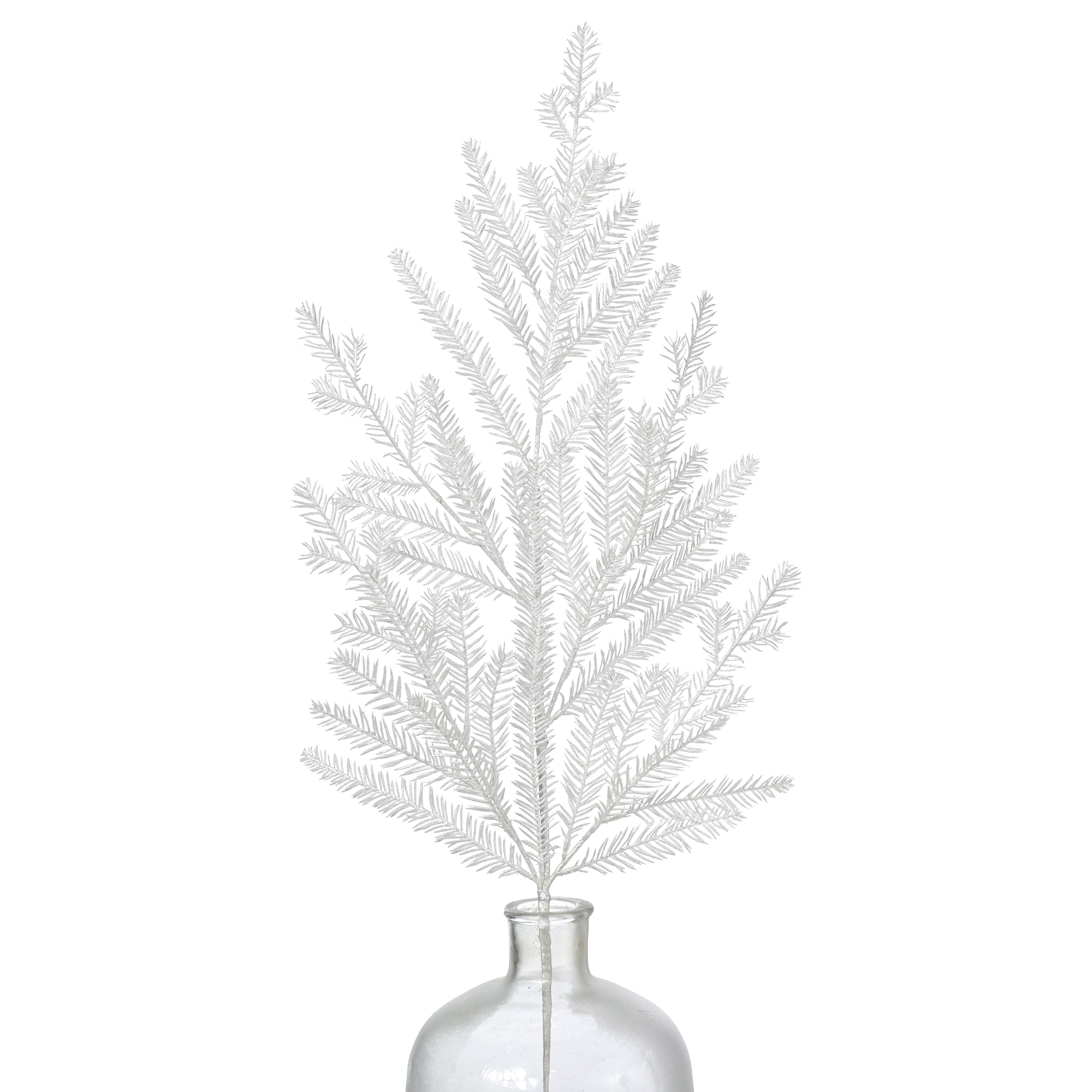 36" Glittered Thin Pine Spray: Pearl White Item Number: XX246227