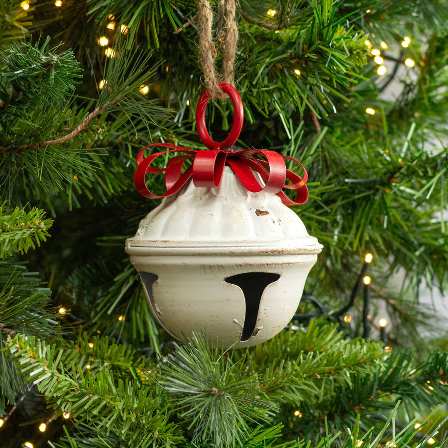 5" Vintage Acorn Bell Ornament: White