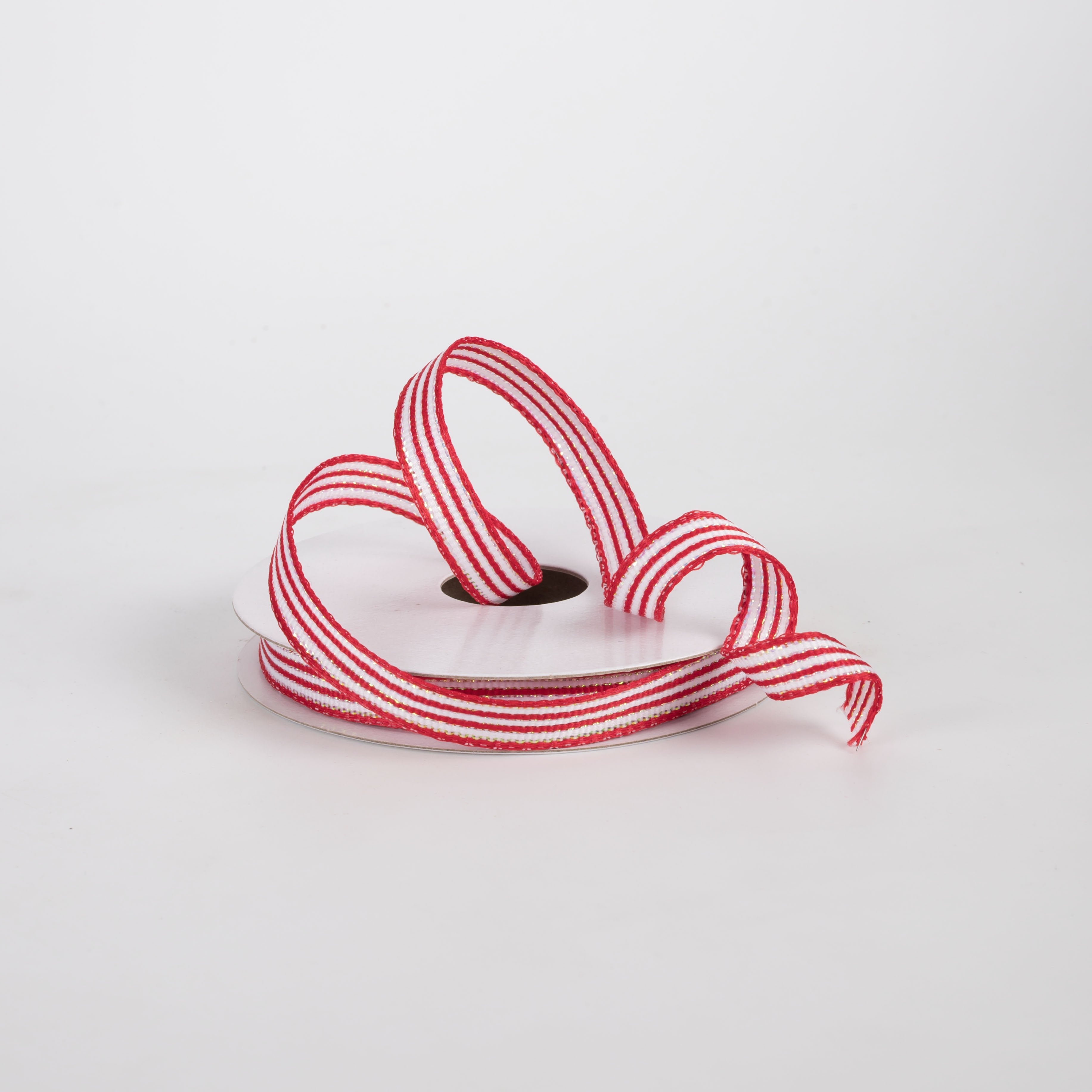 3/8" Wired Stripes Ribbon: Red, White & Iridescent (10 Yards) Lifestyle Photo