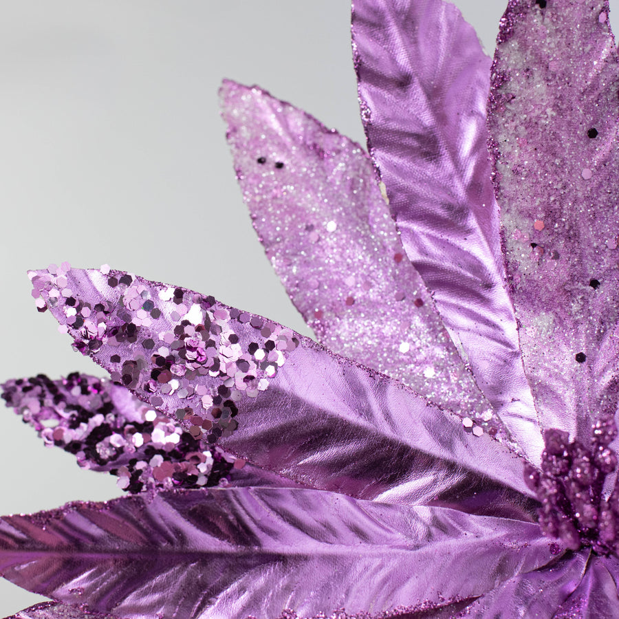 13" x 26" Metallic Poinsettia Stem: Lavender Purple