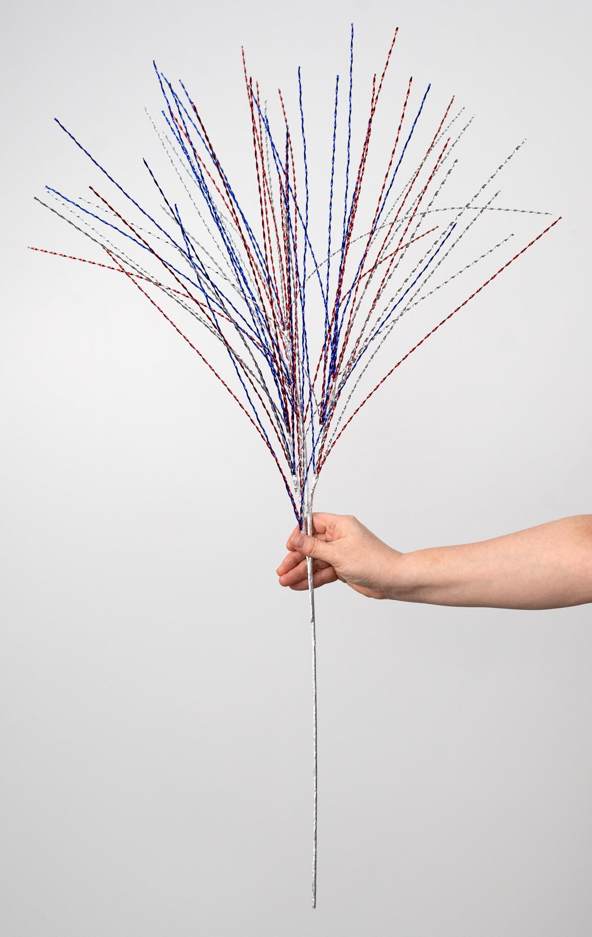 39" Metallic Twisted Grass Spray: Red, Silver & Blue detail photo 3