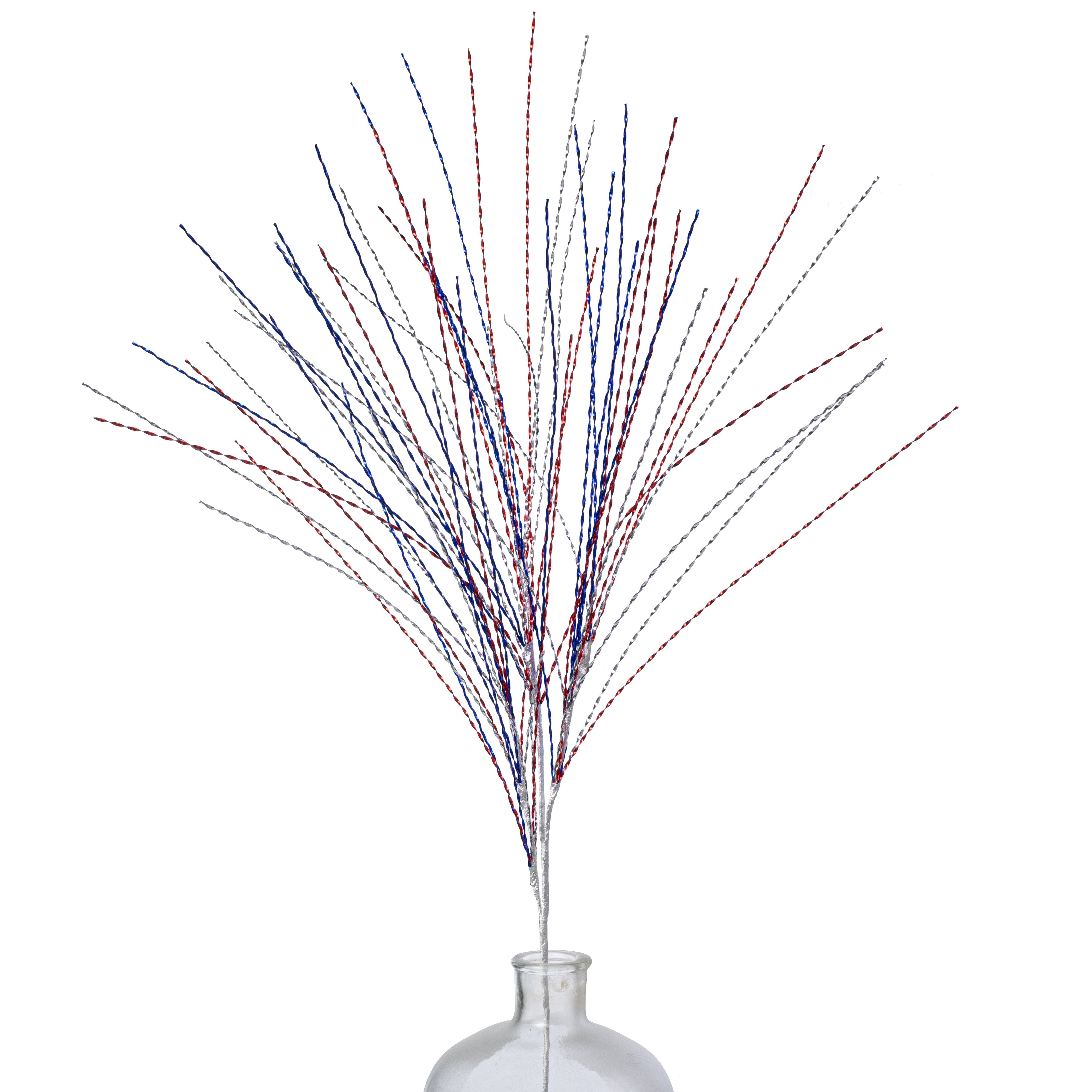 39" Metallic Twisted Grass Spray: Red, Silver & Blue Item Number: HJ113433