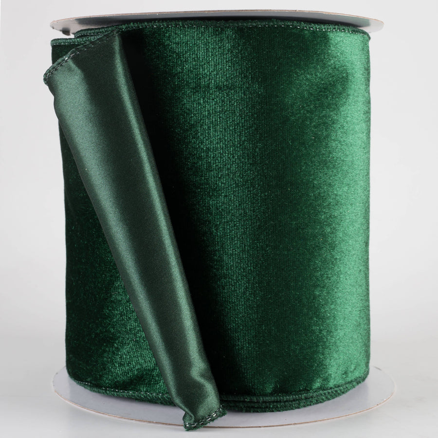 6" Deluxe Velvet Satin Backing Ribbon: Hunter Green (10 Yards)