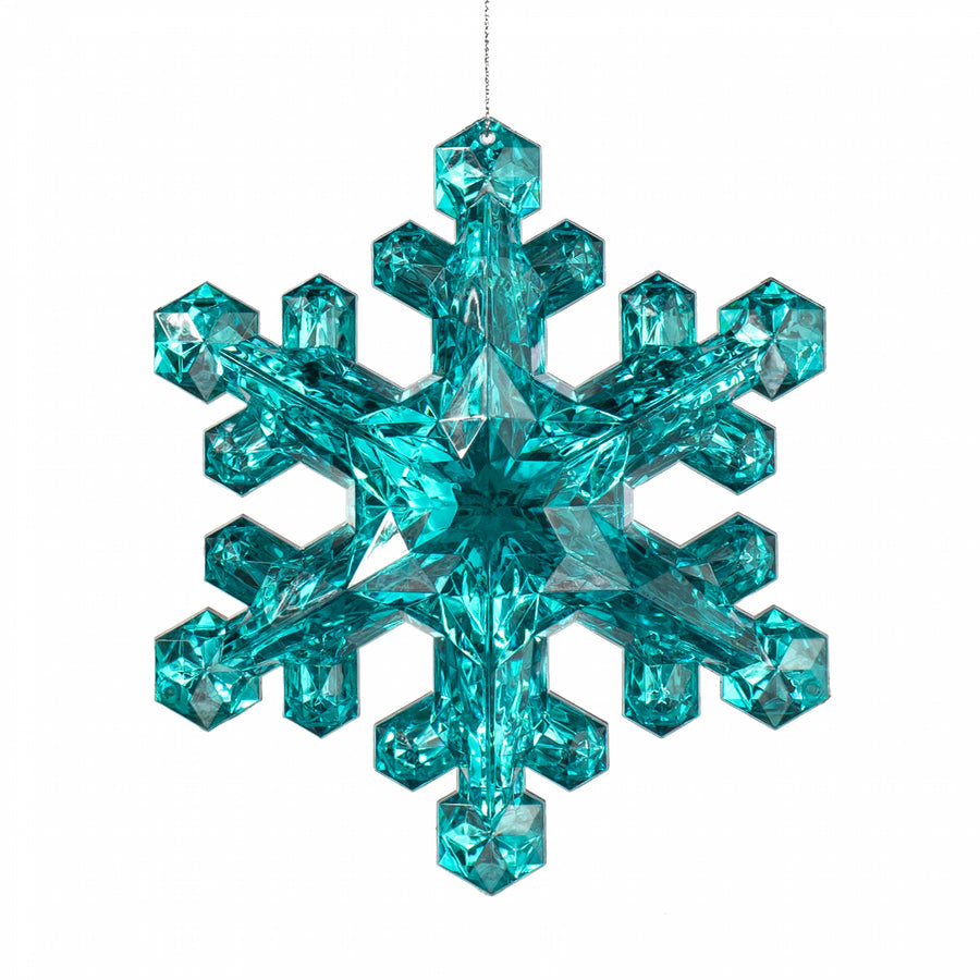 6" Jewel Snowflake Ornament: Teal