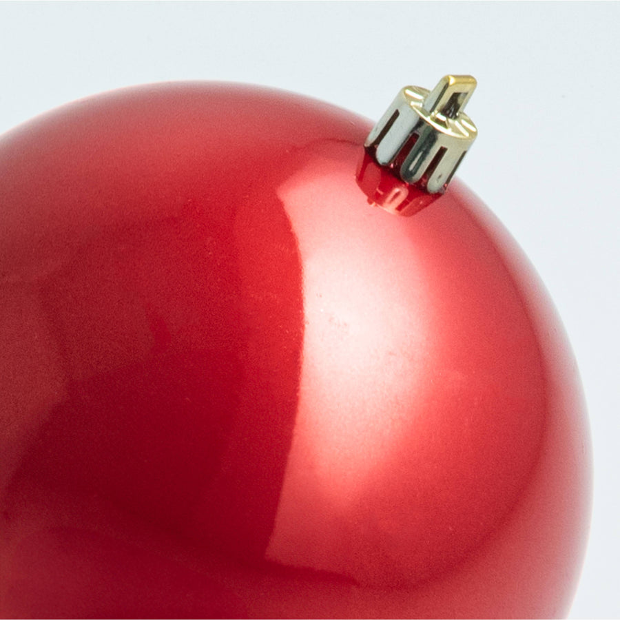 100MM Seamless Plastic Ball Ornament: Red (Set of 4)