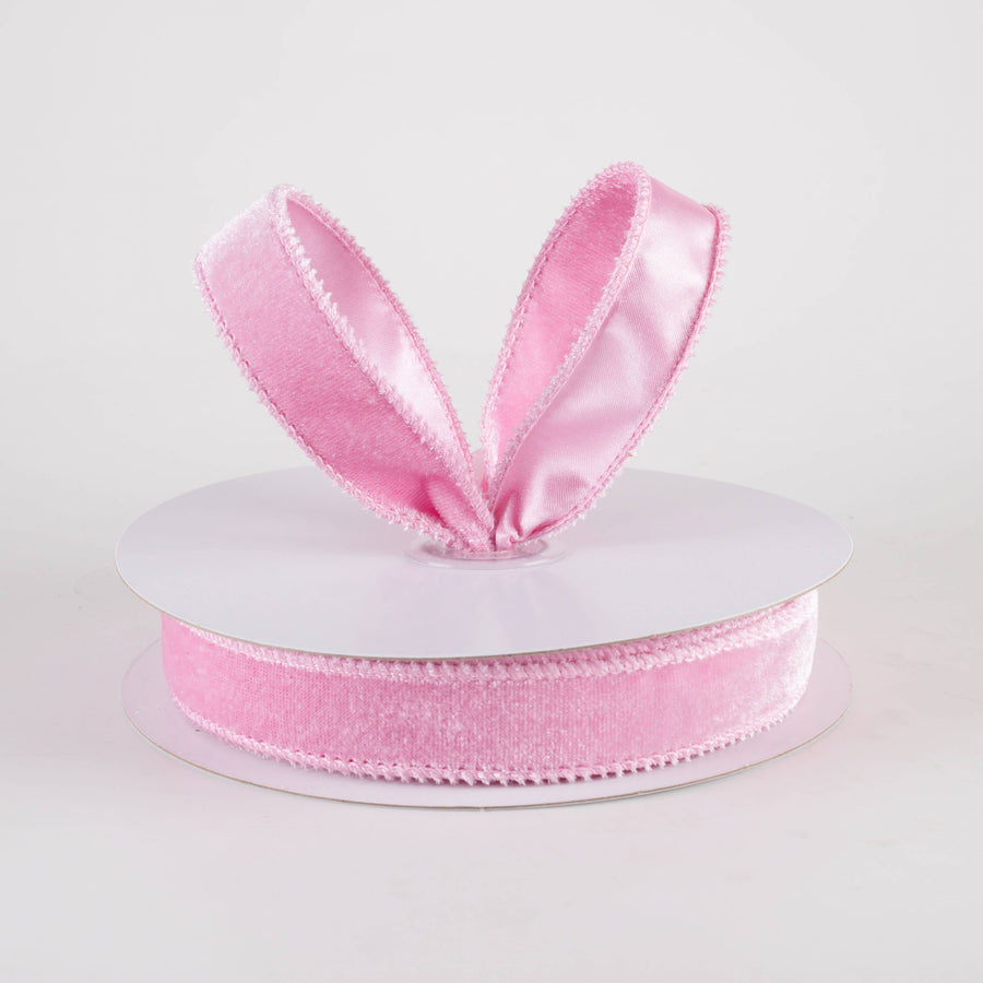 7/8" Deluxe Velvet Satin Backing Ribbon: Light Pink (10 Yards)