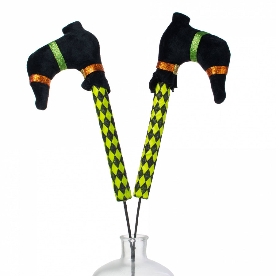 30" Glitter Halloween Harlequin Witch Legs Spray