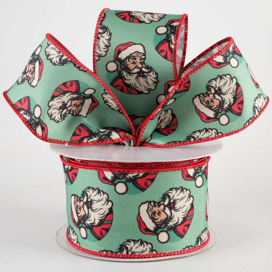 2.5" Deluxe Vintage Santa Ribbon: Mint (10 Yards)