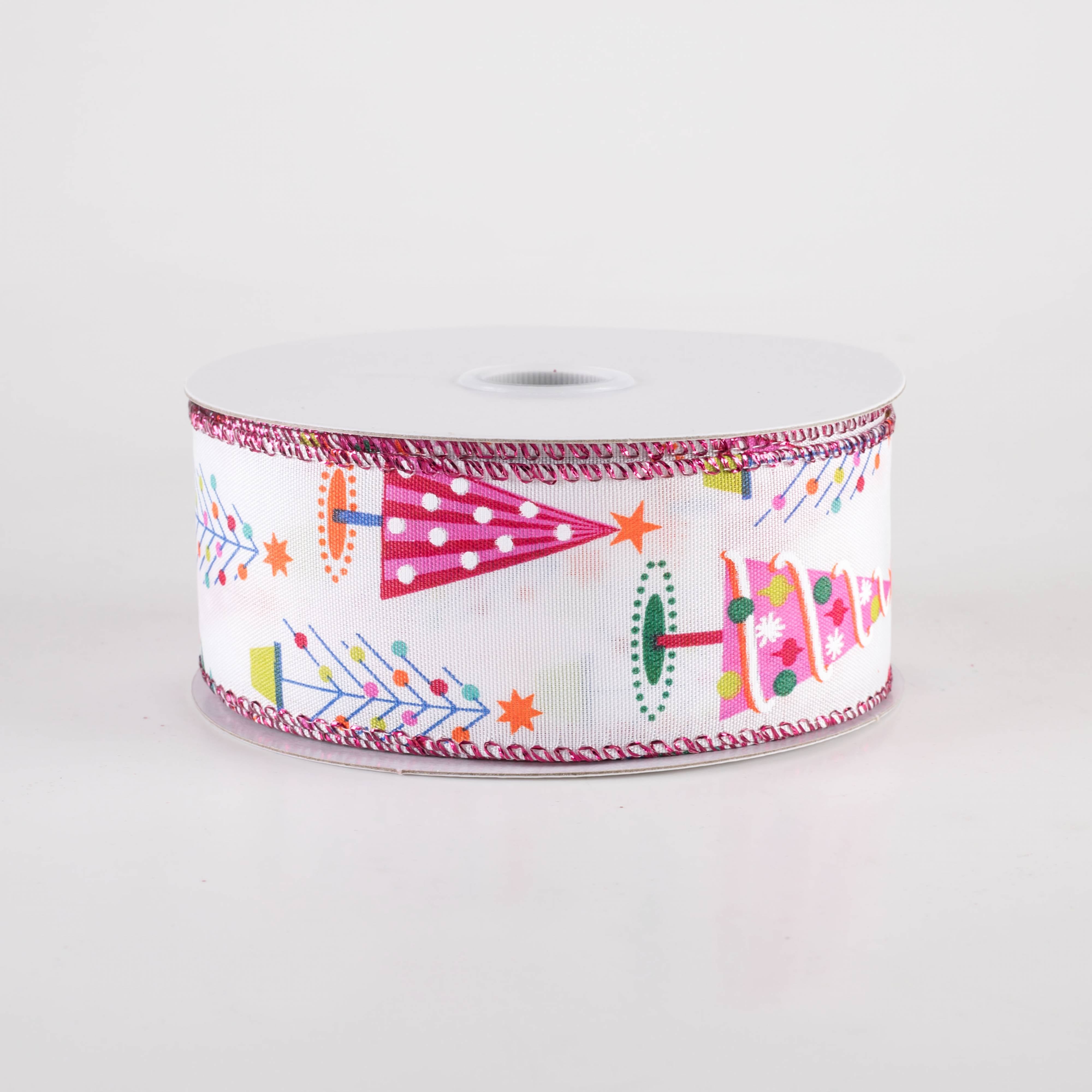 1.5" Fun Christmas Trees Ribbon: Pink Christmas (10 Yards)