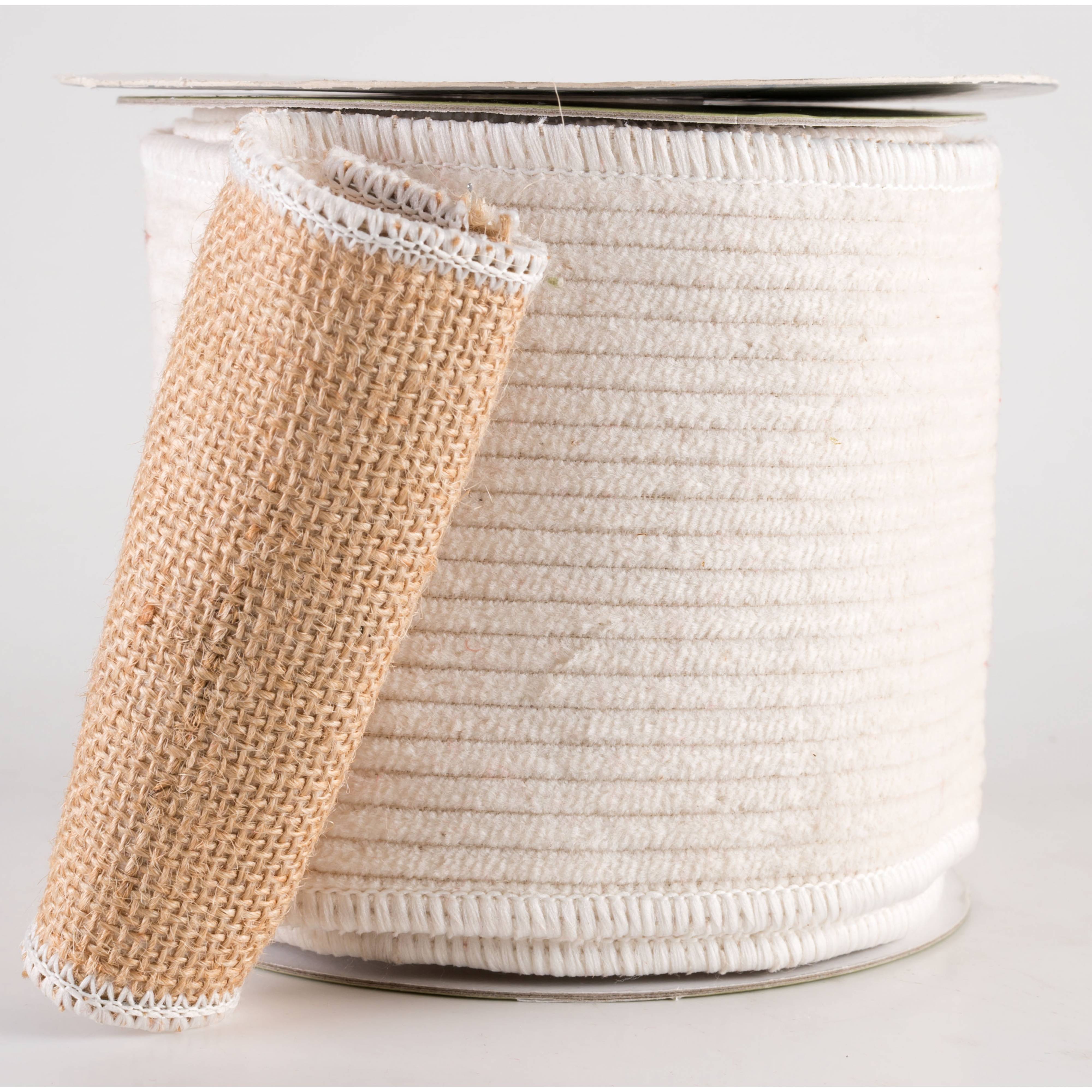 4" Corduroy & Burlap Double Sided Ribbon: Cream (5 Yards)