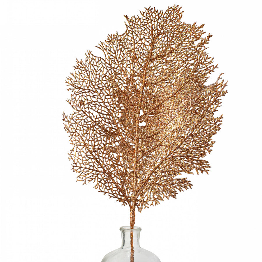 36" Glitter Sea Fan Spray: Copper Gold