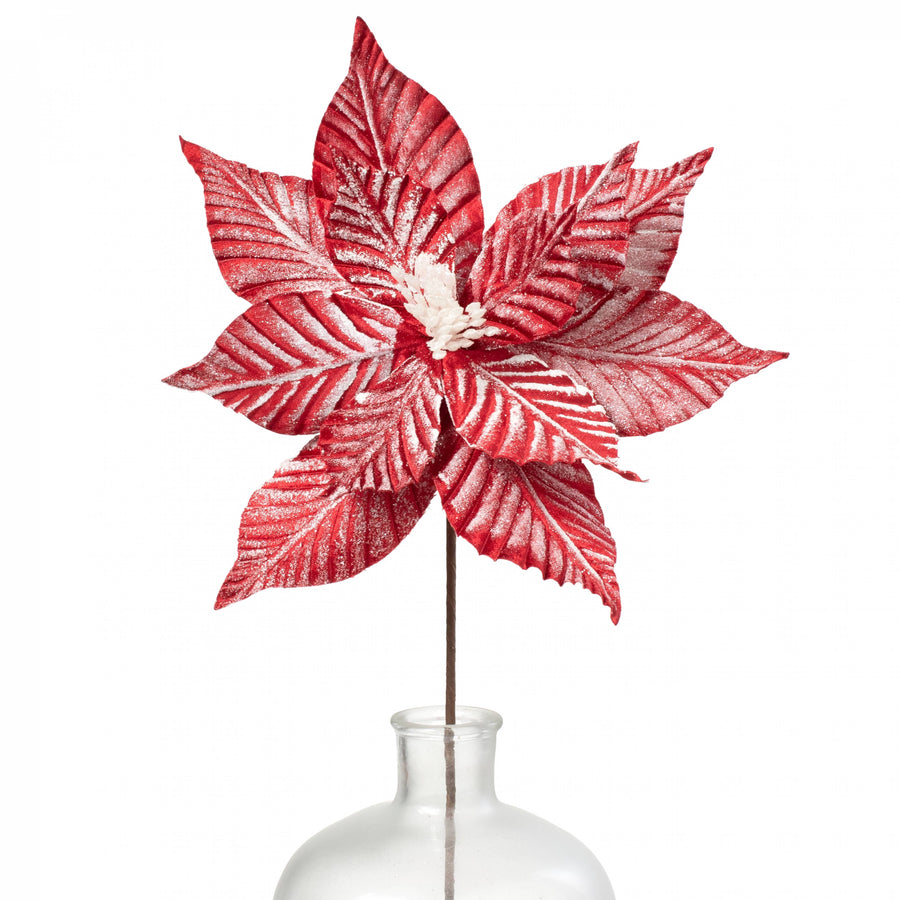 14" x 28" Striped Poinsettia Stem: Red & White