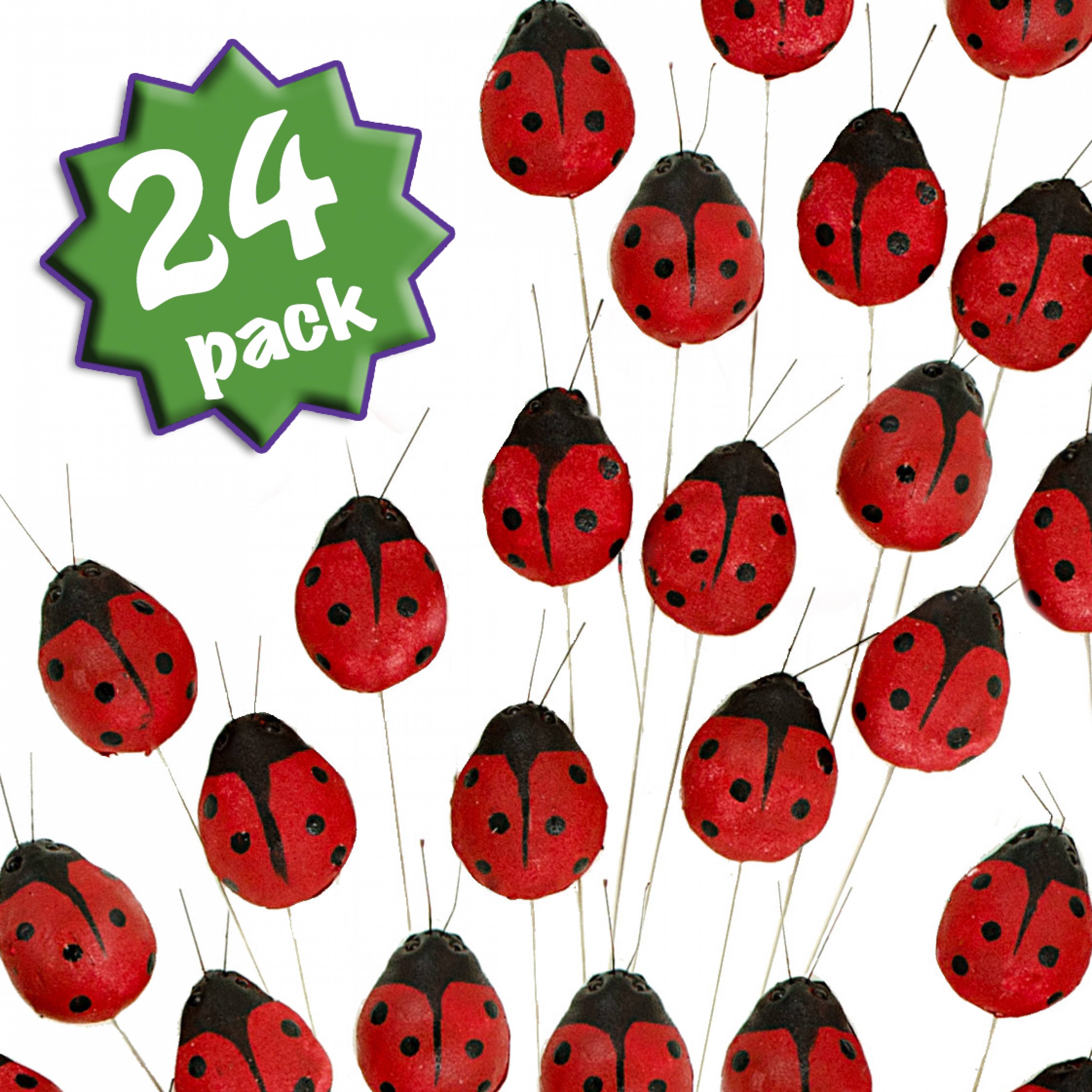 1.5" Red Ladybug On Wire Stem: 2 Dz