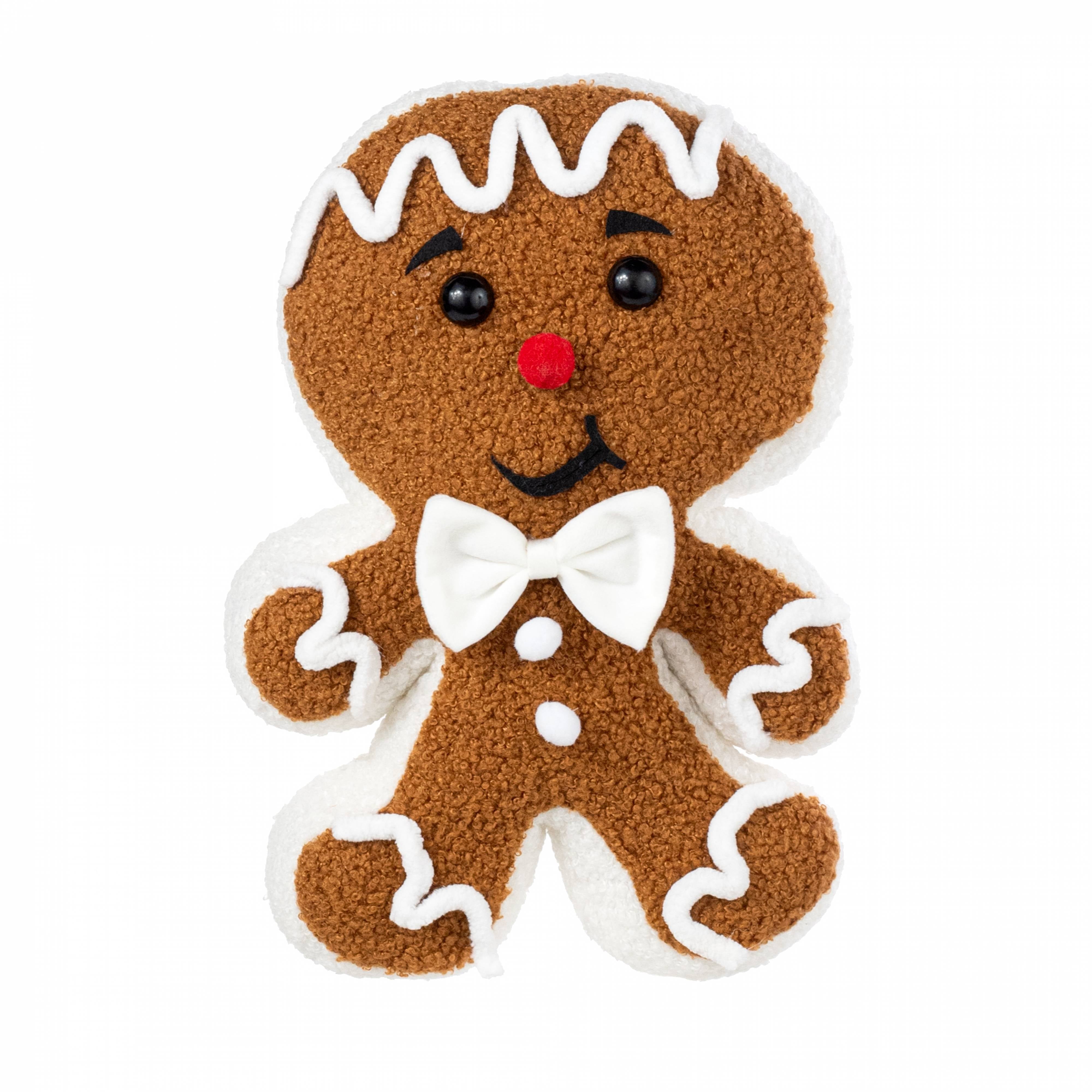 Plush Bow-Tie Gingerbread Man Accent