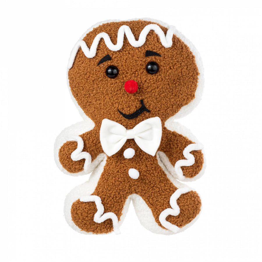 Plush Bow-Tie Gingerbread Man Accent